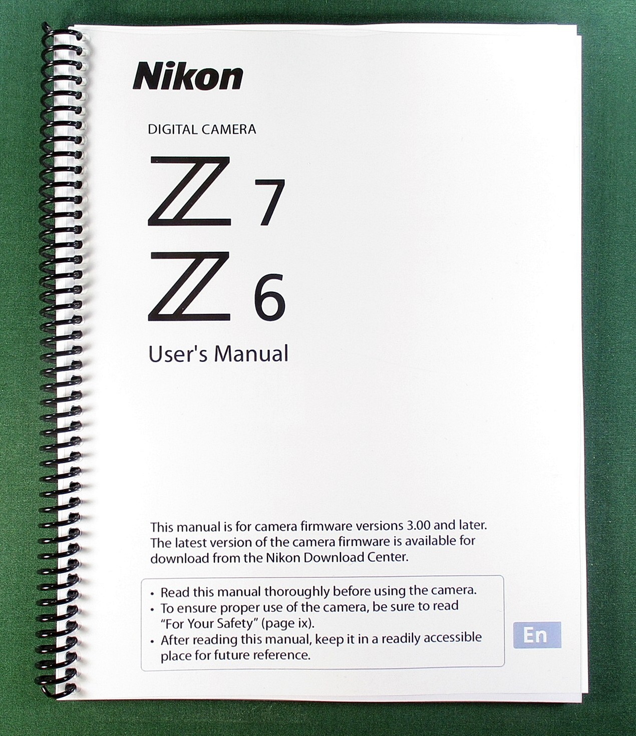 Nikon Z7 Z6 User&rsquo;s Manual: 272 Pages & Protective Covers!