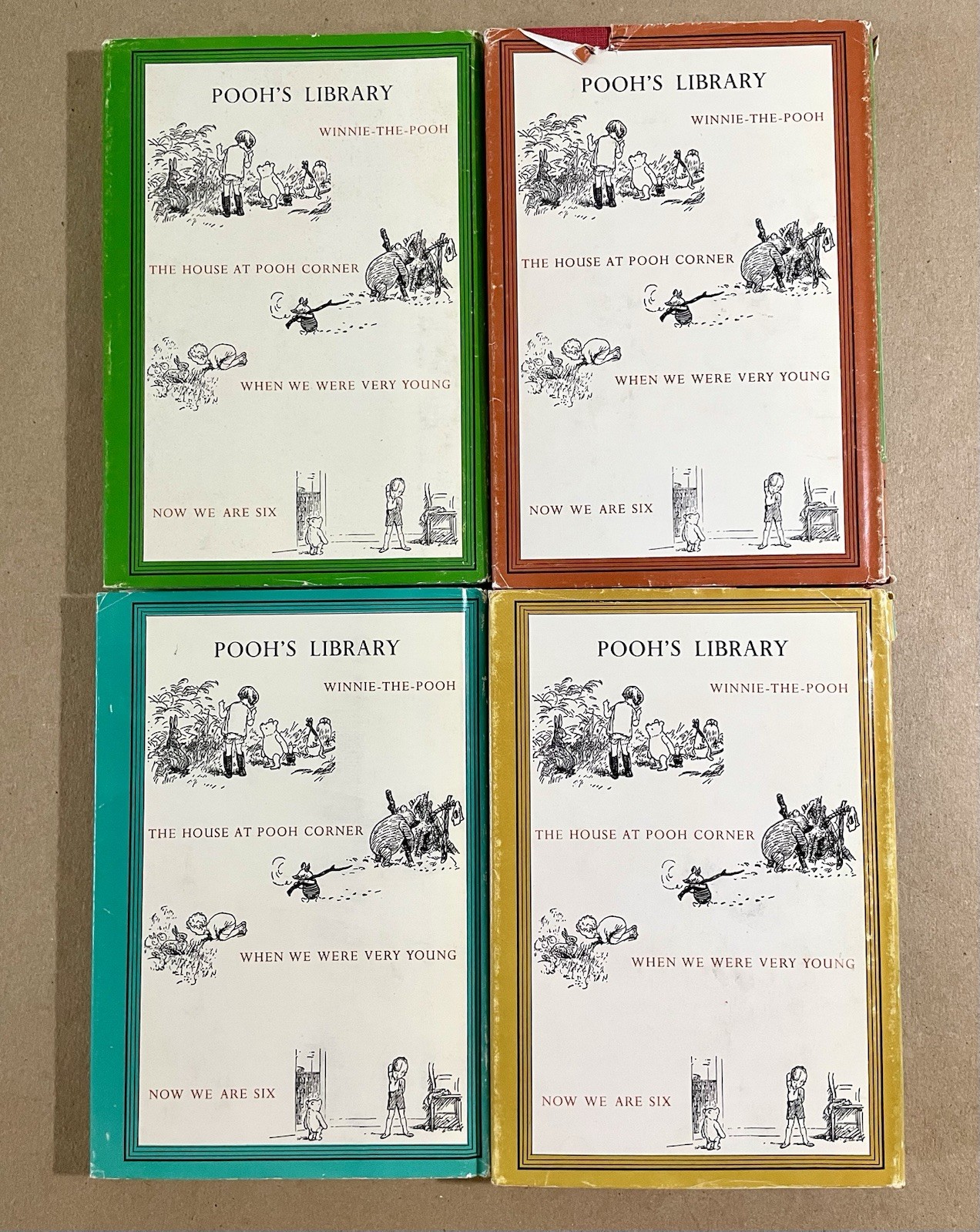 4 LOT: Winnie the Pooh Series, A.A. Milne, 1961 Reprint, HC/DJ, GOOD
