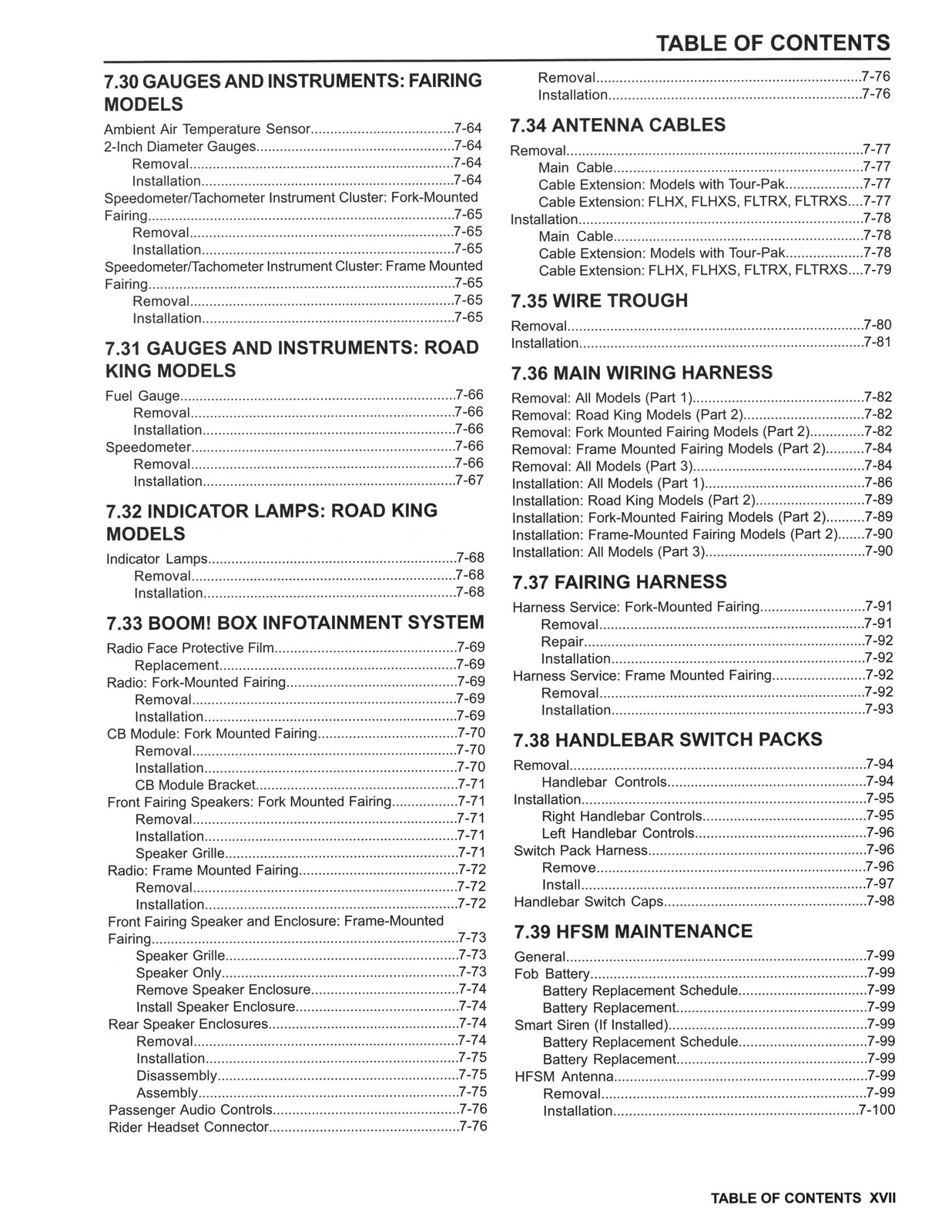 HARLEY-DAVIDSON 2016-2018 Touring Service Manual – BOUND – COVERS – XL FOLDOUTS