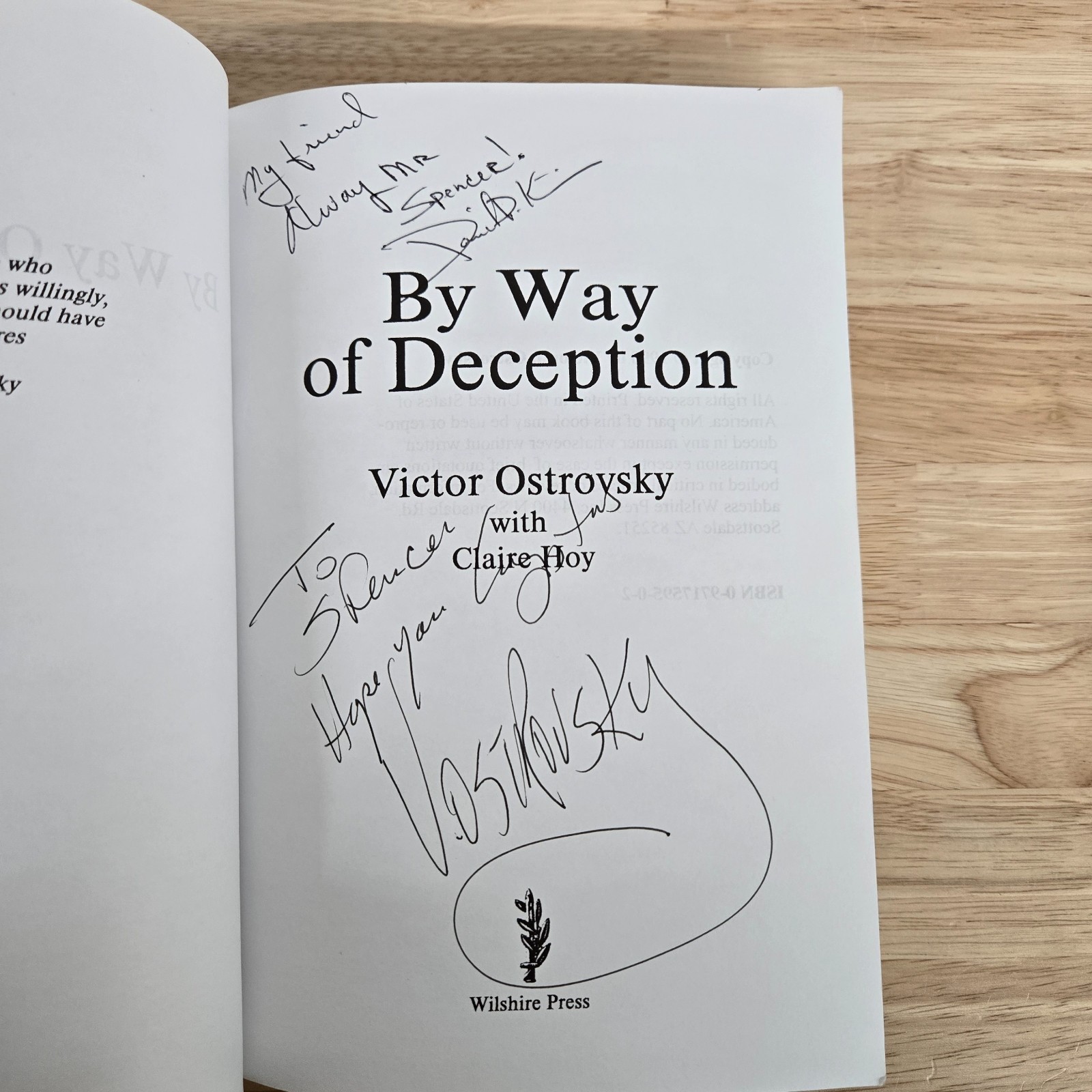 By Way of Deception SIGNED by Victor Ostrovsky Paperback Book