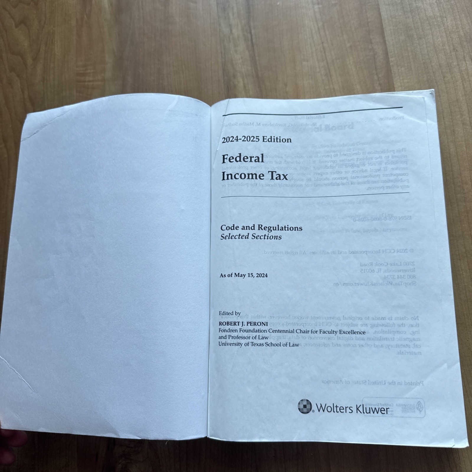 Federal Income Tax Code & Regulations 2024-2025 Edition, Robert J. Peron Editor