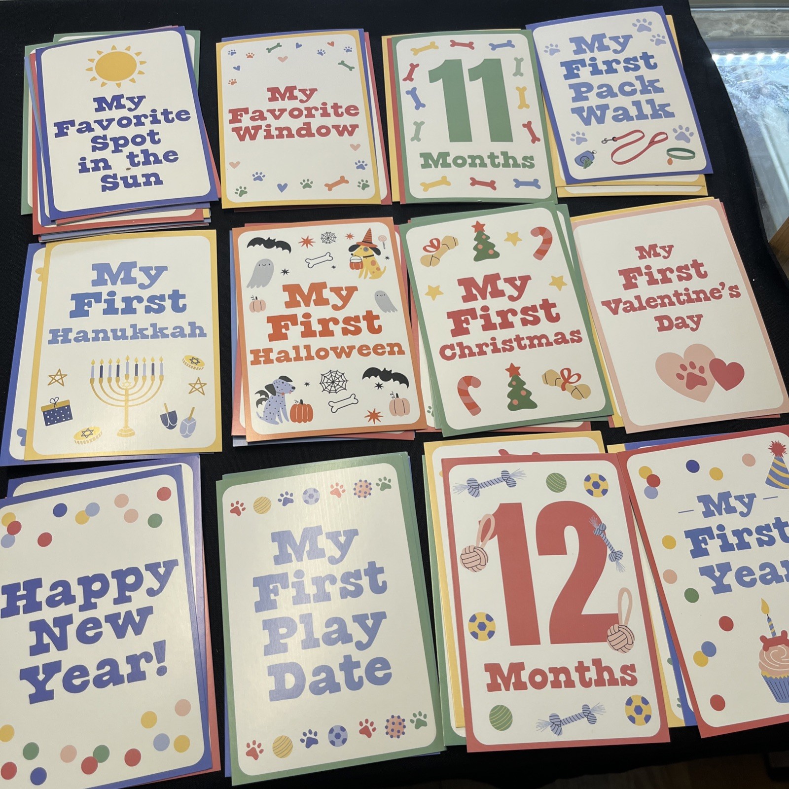 My Puppy’s First Year 48 Milestone Cards Memories 4in x 5.5in Stand Included