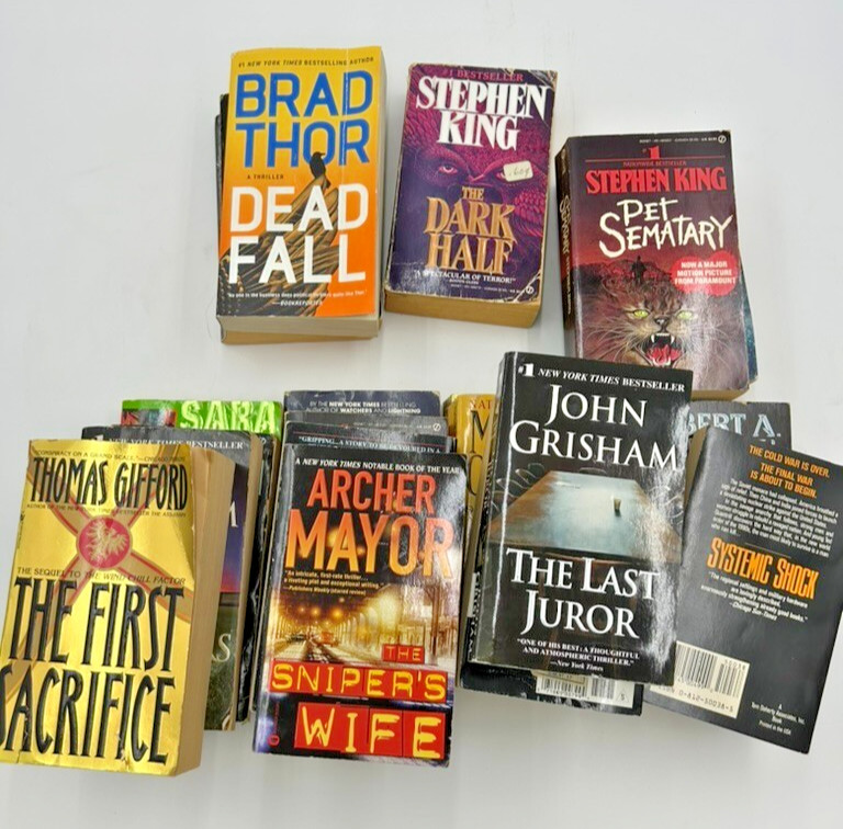 Lot of 10 Random Mystery Thriller Suspense Books – Paperback Fiction Mix
