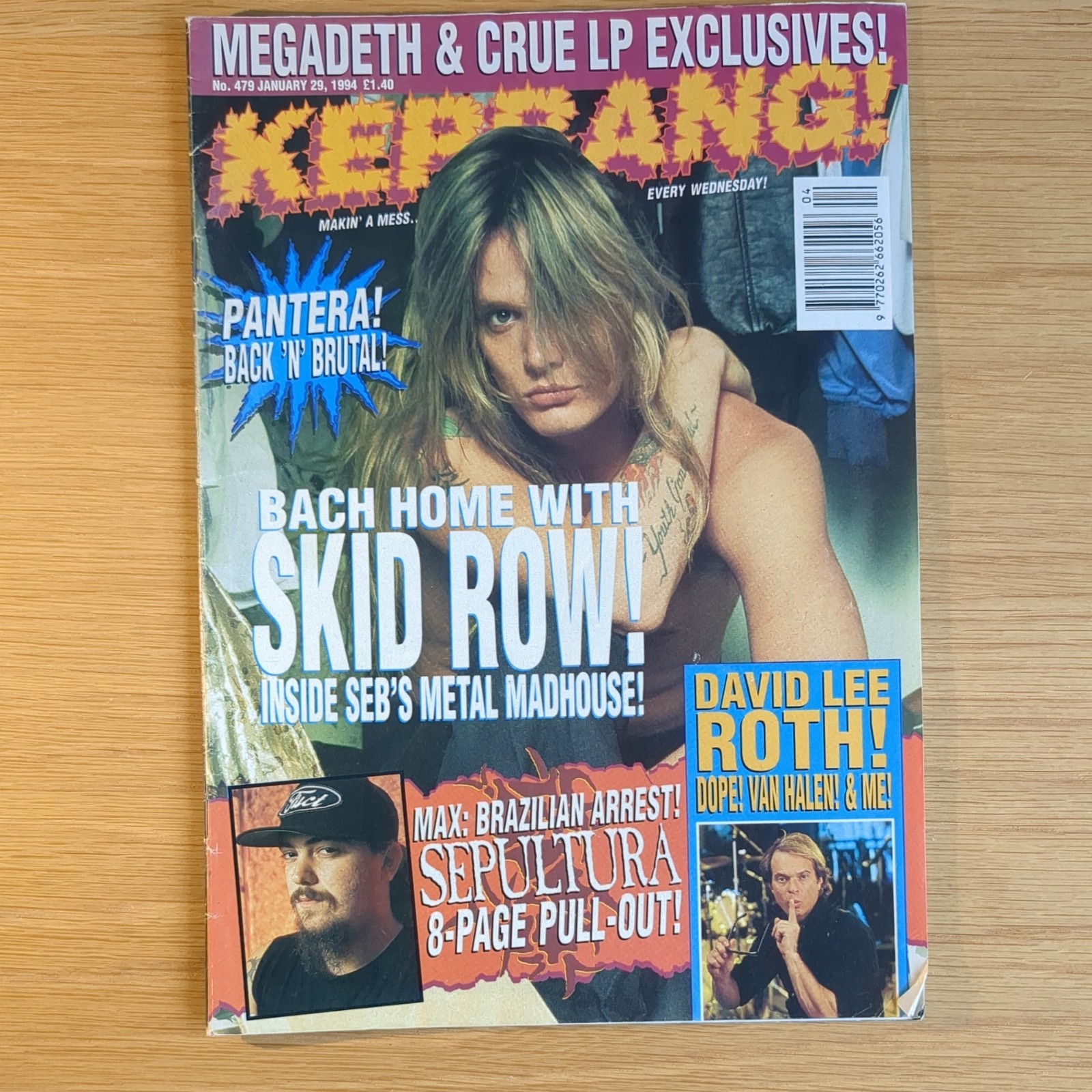 KERRANG! No. 479 &rsquo;94 Skid Row Seb Bach Mark Lanegan Sepultura pullout incomplete