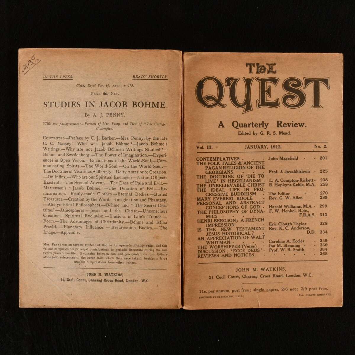 1909-1918 27Vols The Quest A Quarterly Review G R S Mead Very Scarce First Ed…