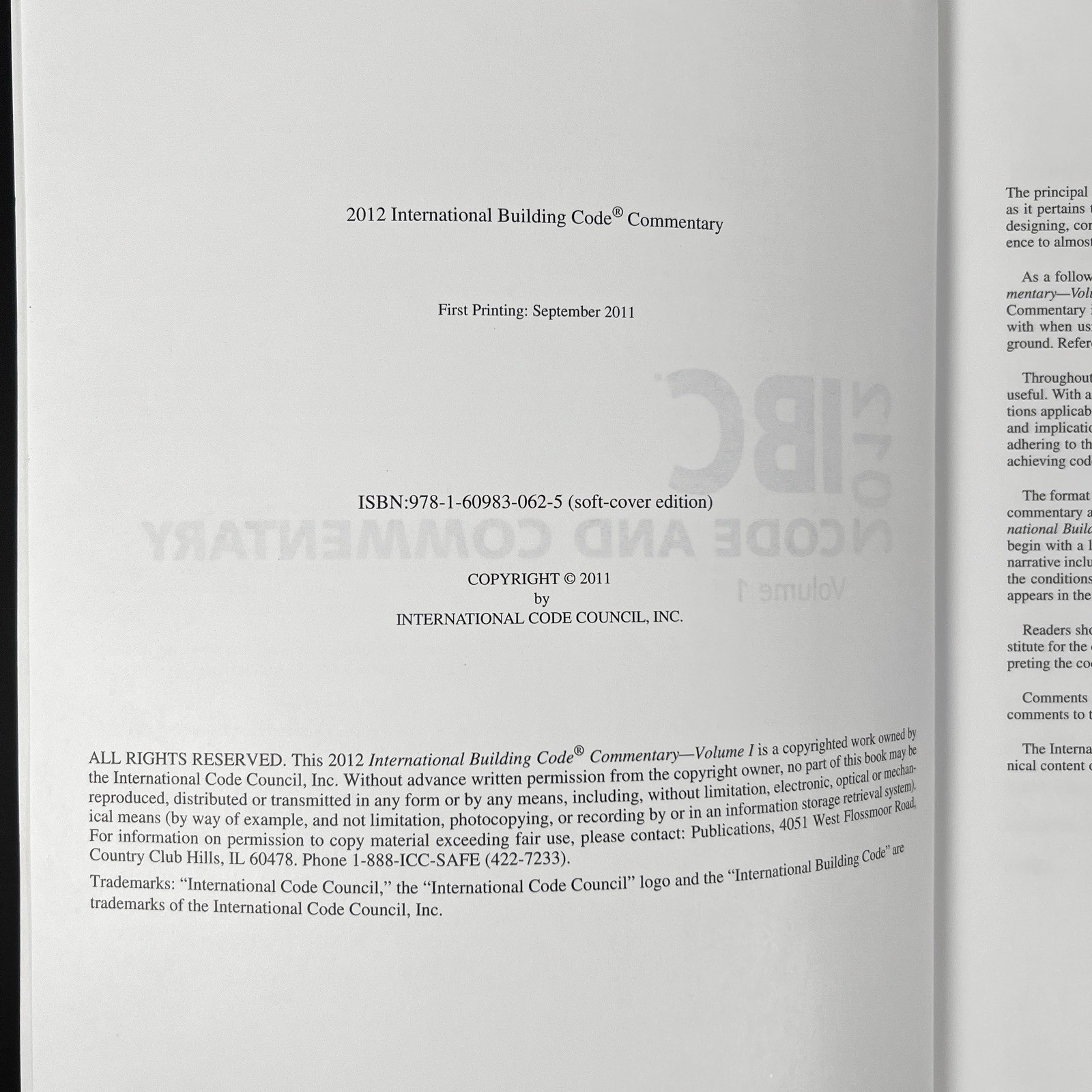 2012 IBC Code and Commentary Volume 1 ONLY International Building Code Paperback