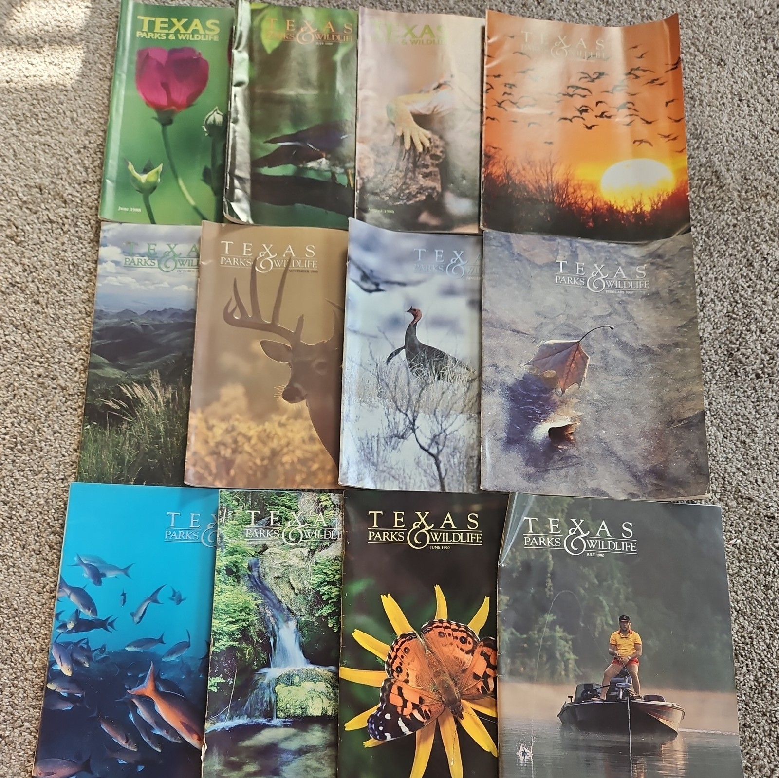 Vintage Texas Parks & Wildlife Magazines 1988-1990 Collectors lot of 12