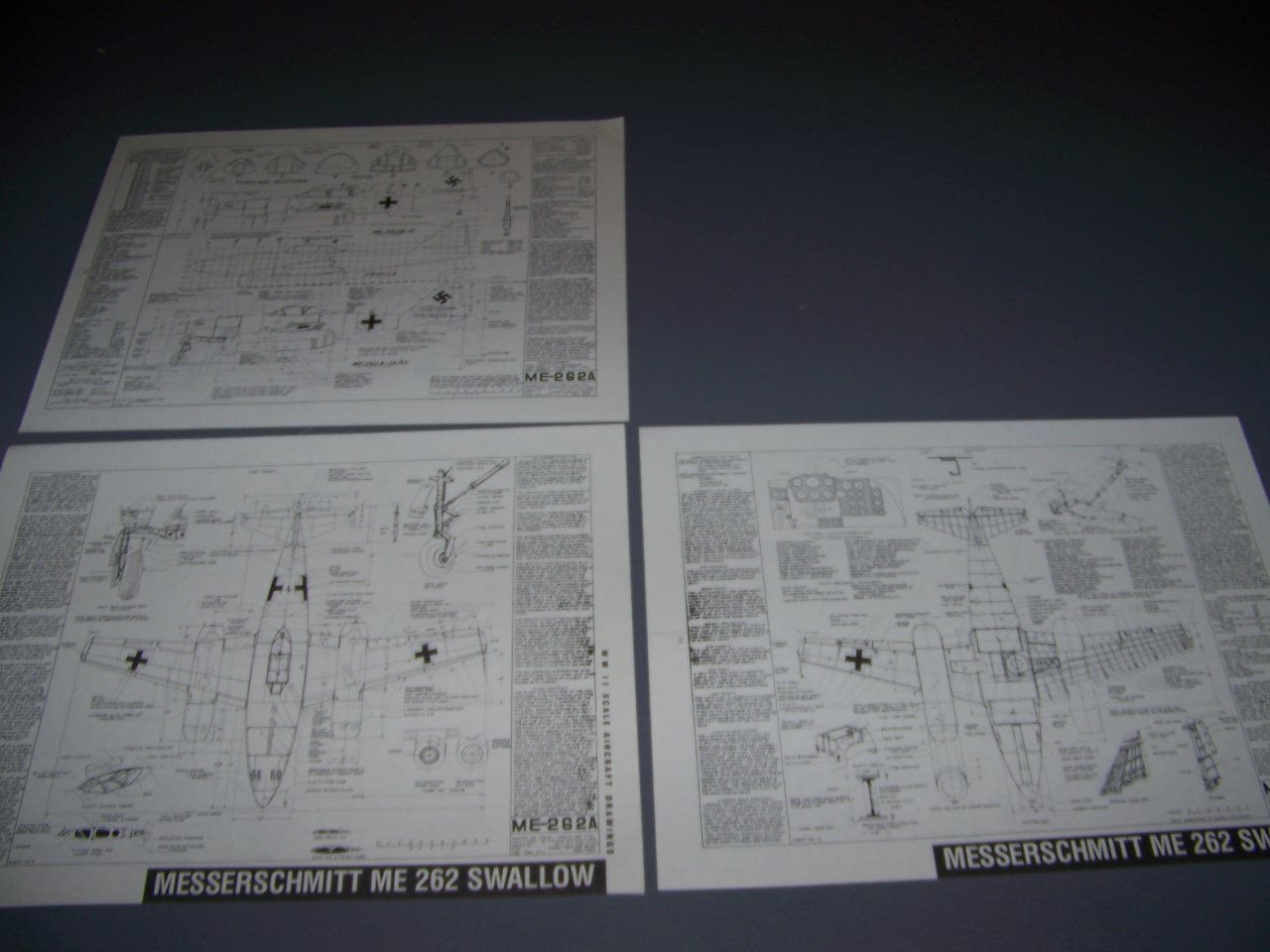 VINTAGE..MESSERSCHMITT ME 262A..4-VIEWS/STRUCTURE/PROFILES….RARE! (235B)