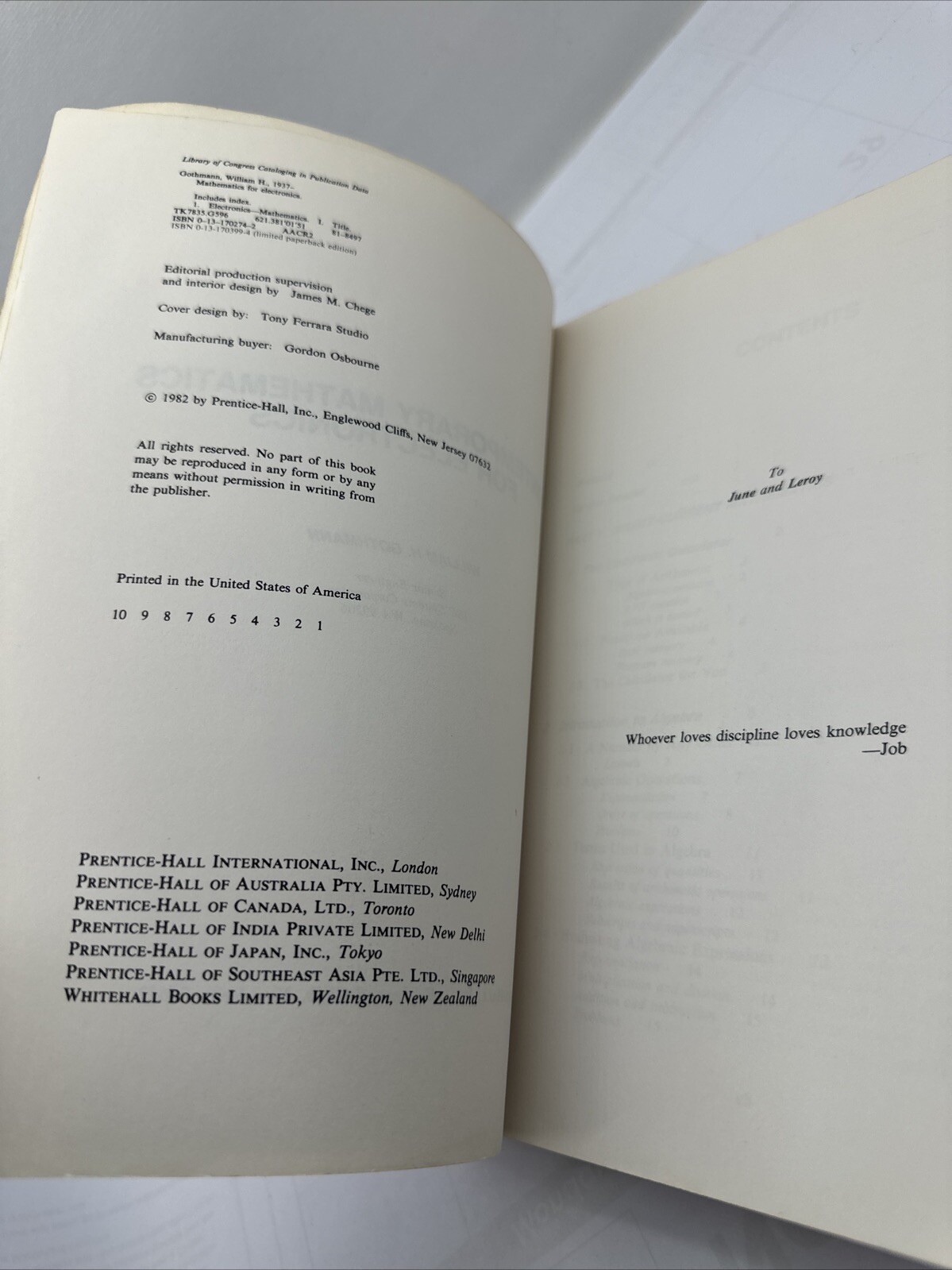 contemporary mathmatics for electronics National Institute Of Technology 1982
