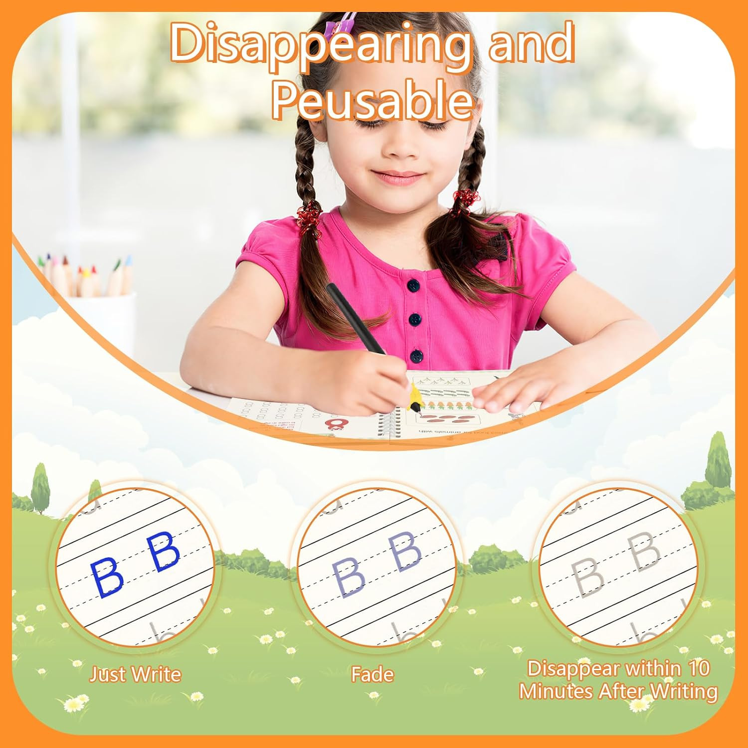 Magic Grooved Writing Books for Kids 3-5 Reusable Handwriting Practice 4 Pack