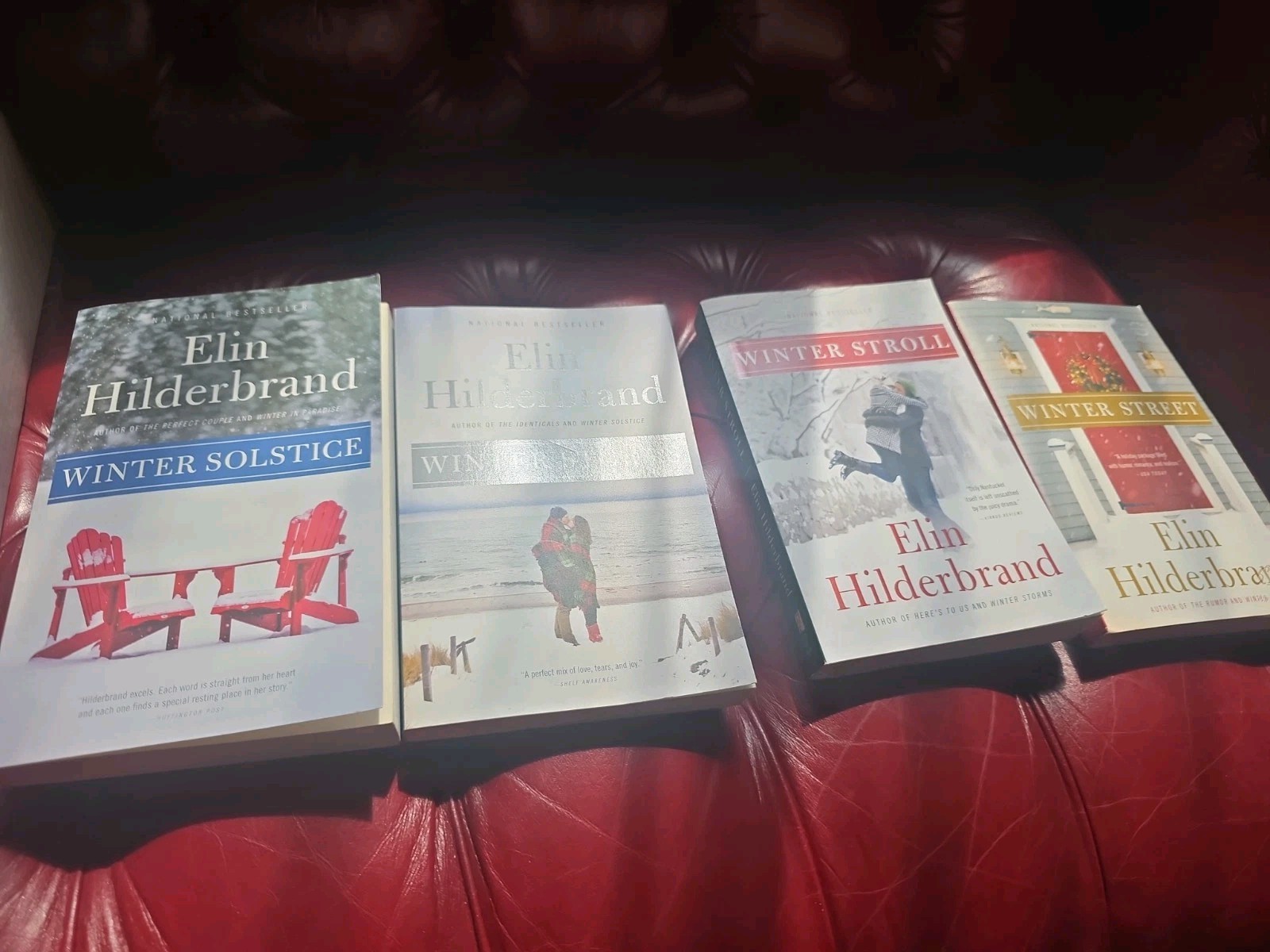 4) Elin Hilderbrand Series Books Winter Solstace, Storms, Stroll, Street