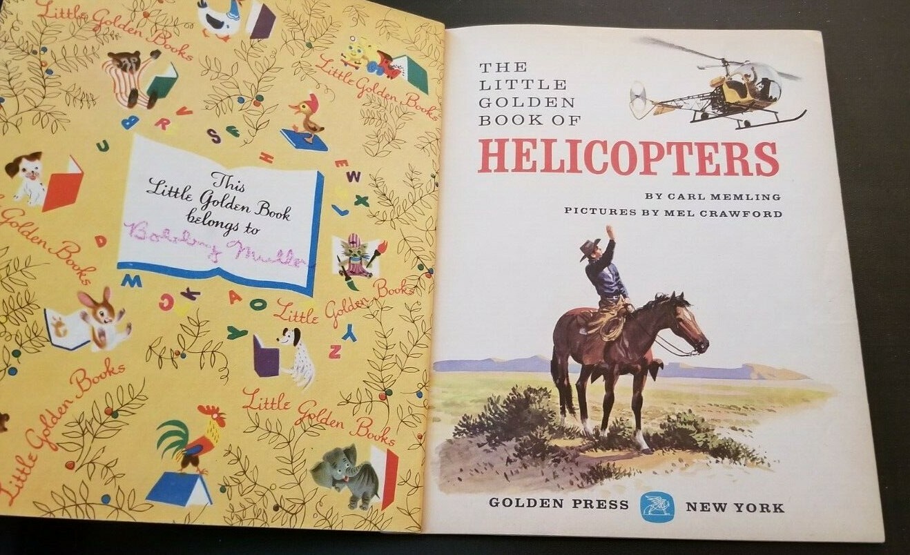 1959 HELICOPTERS Carl Memling Mel Crawford Little Golden Book #357 (A) 1st .25ct