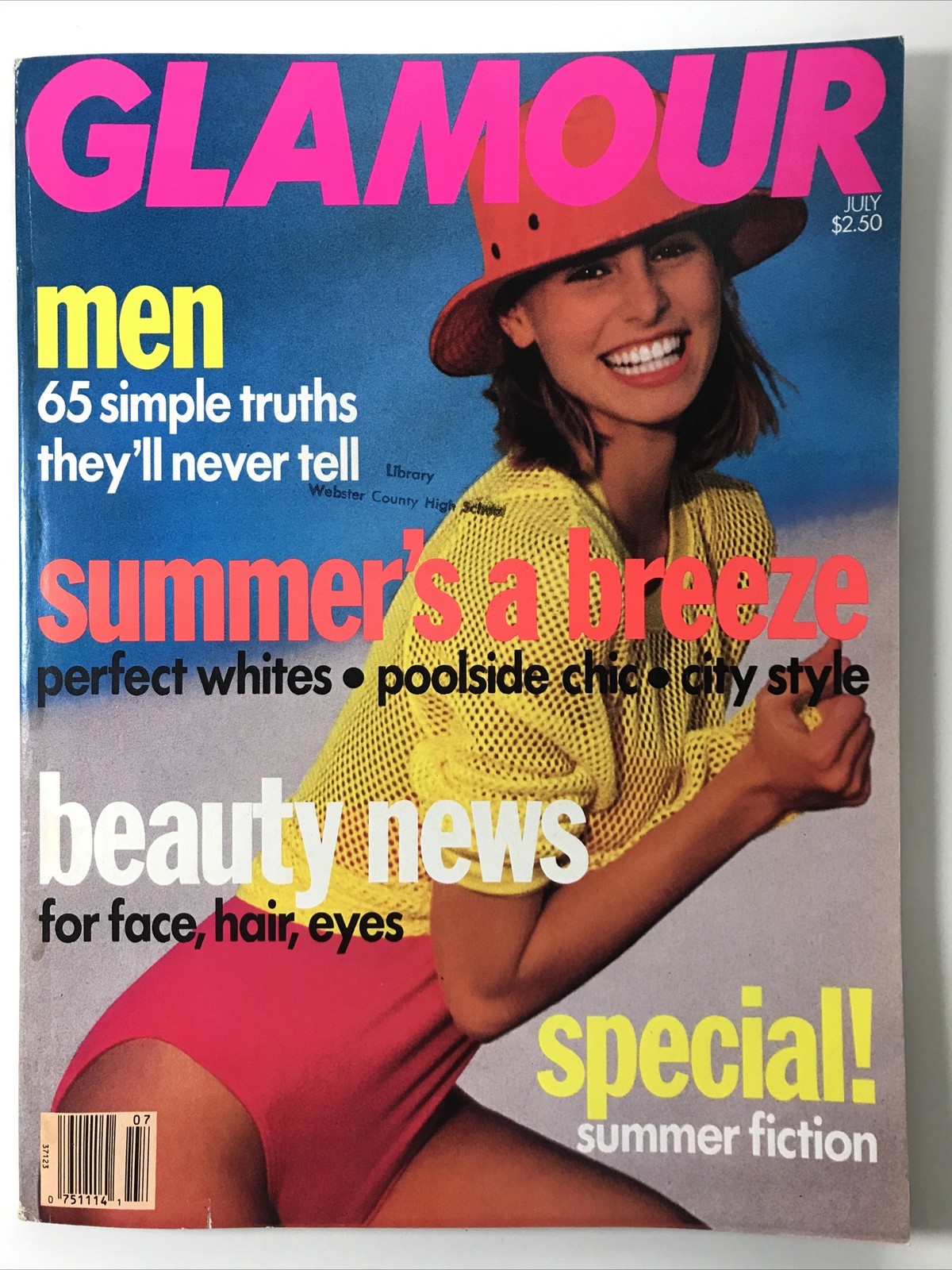 GLAMOUR magazine July 1990-Fashion makeup hair Summer Fiction, Niki Taylor
