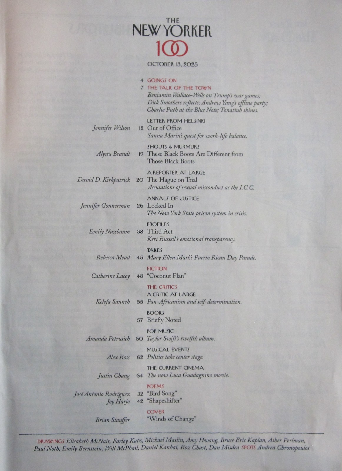 THE NEW YORKER MAGAZINE 100 OCTOBER 13, 2025 – « Winds of Change »