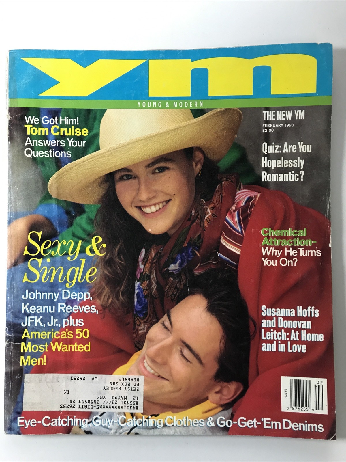 YM YOUNG & MODERN magazine February 1990-Fashion makeup Sexy & Single: JFK, Jr