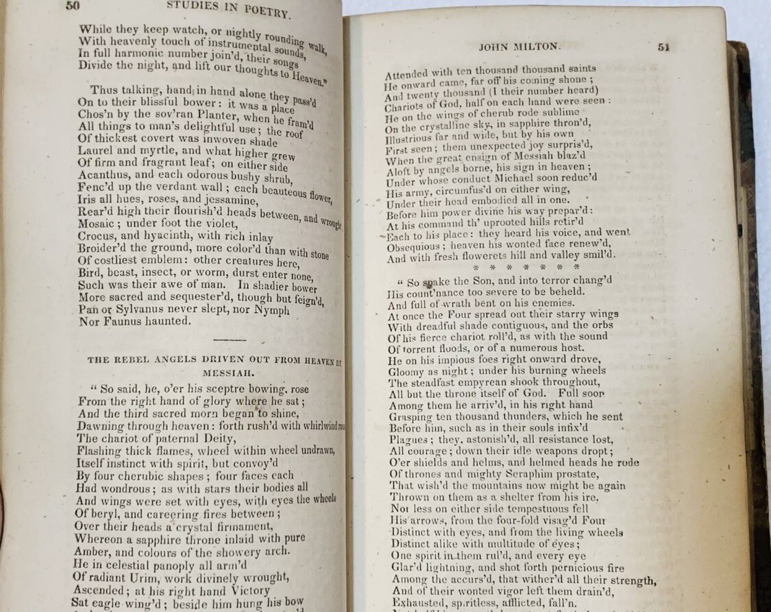 Antique 1800&rsquo;s Studies in Poetry by George Crabbe 480 pages