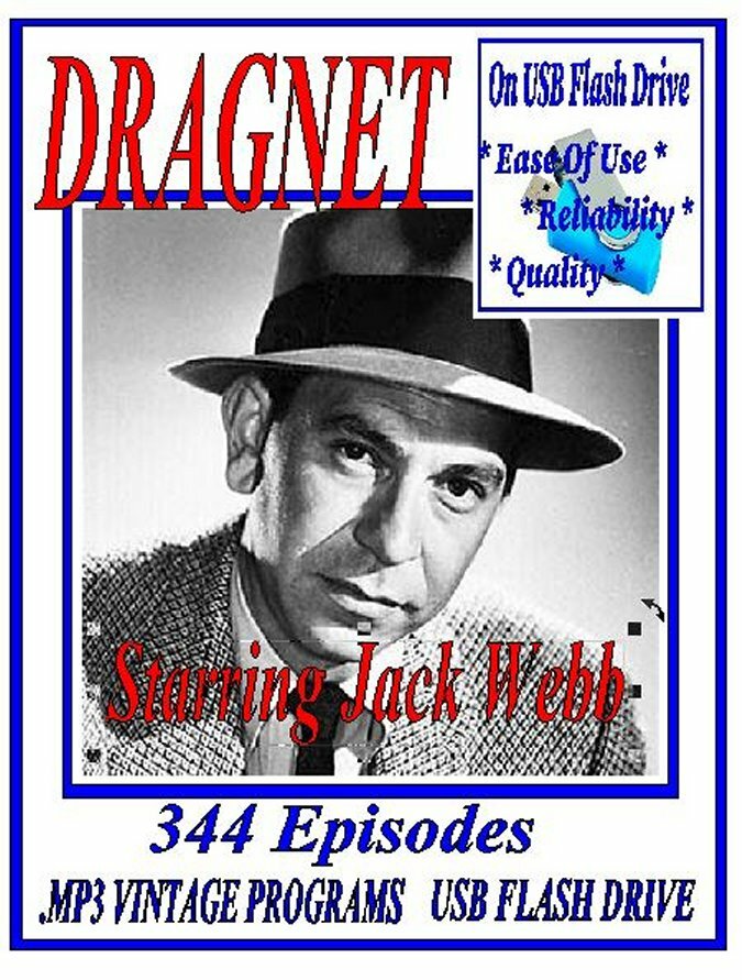 DRAGNET 344 Classic Oldtime Radio Shows MP3 OTR On USB Flash Drive
