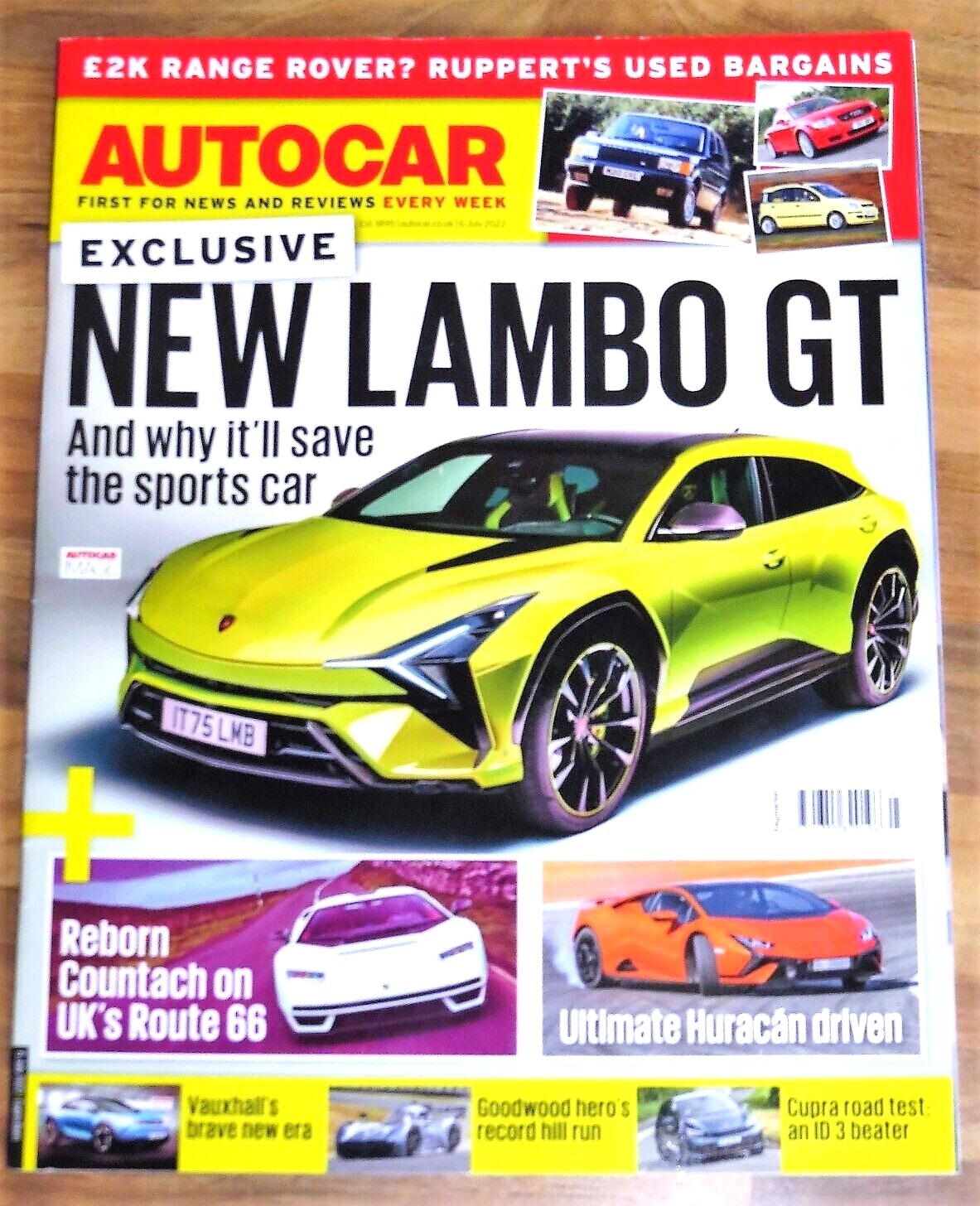 Autocar 6 July 2022 – NEW LAMBO COUNTACH ROAD TRIP – USED LOTUS ELISE S1