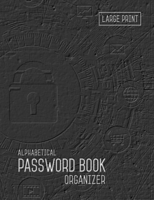 Password Book Organizer Alphabetical: 8.5 x 11 x 11 inches, Black