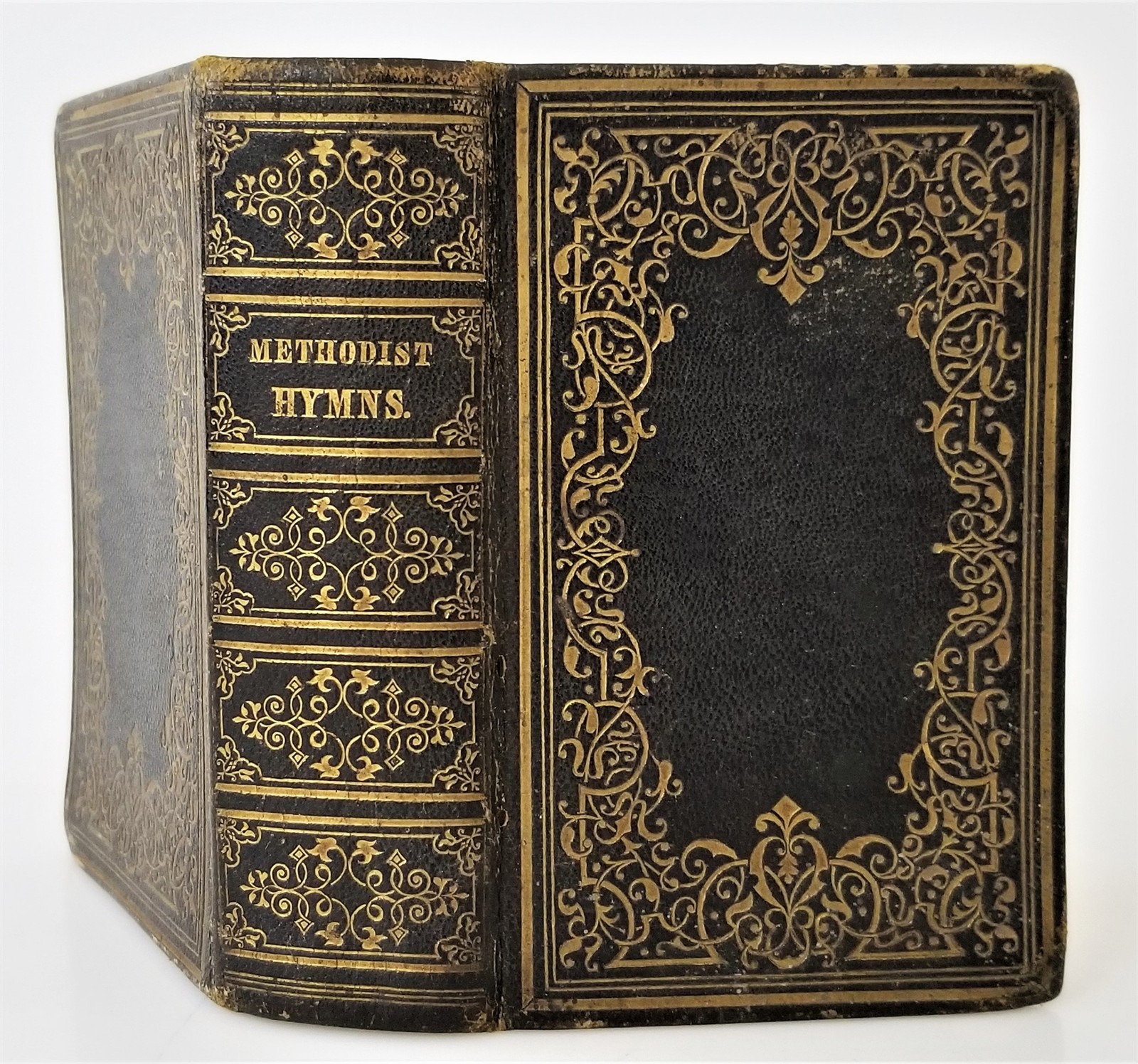 1856 antique LEATHER METHODIST HYMNS bible 736 pages bible christian prayer