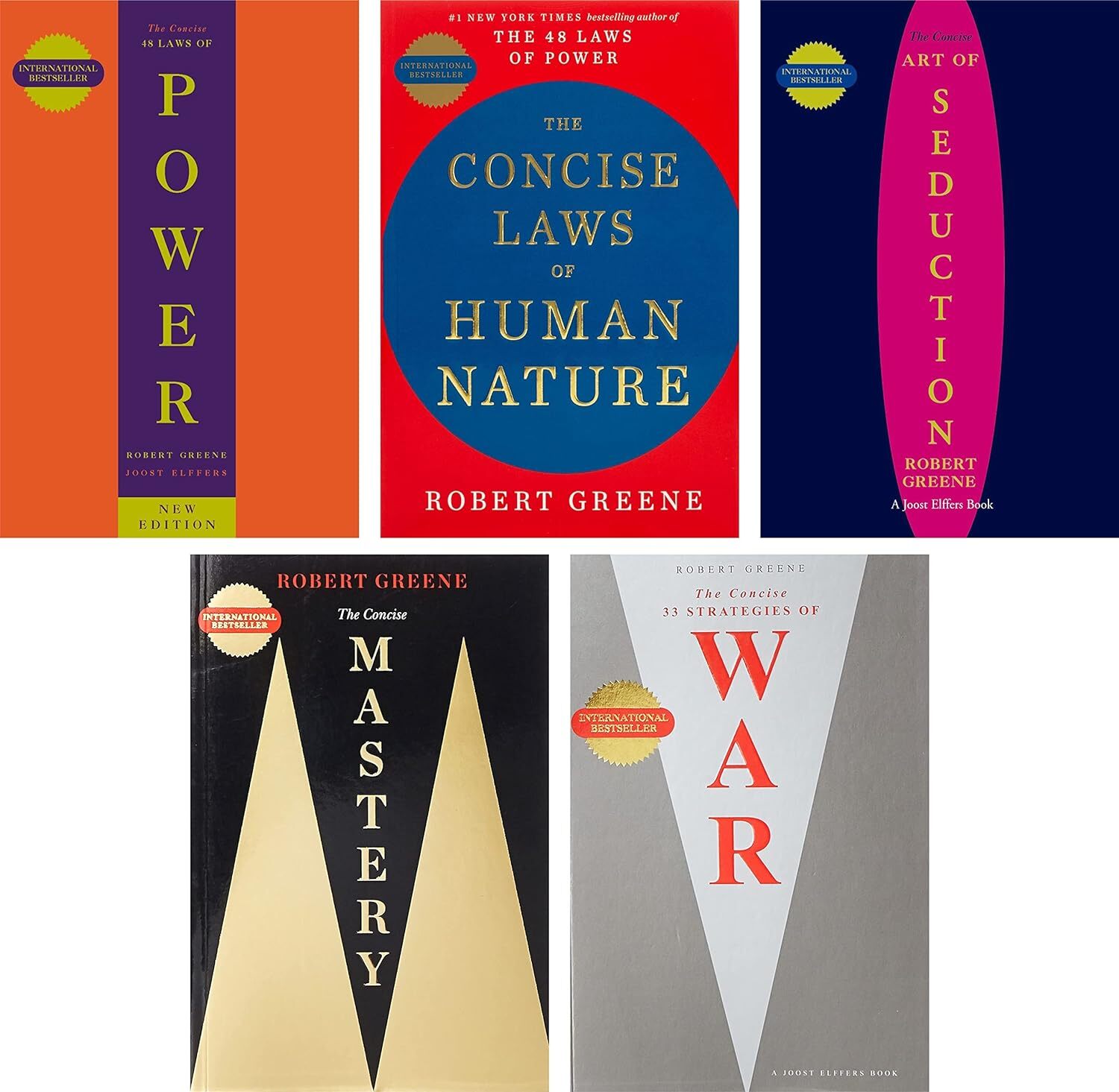 Robert Greene 5 Books Collection Set ;Concise 48 Laws.., Seduction, Mastery, War