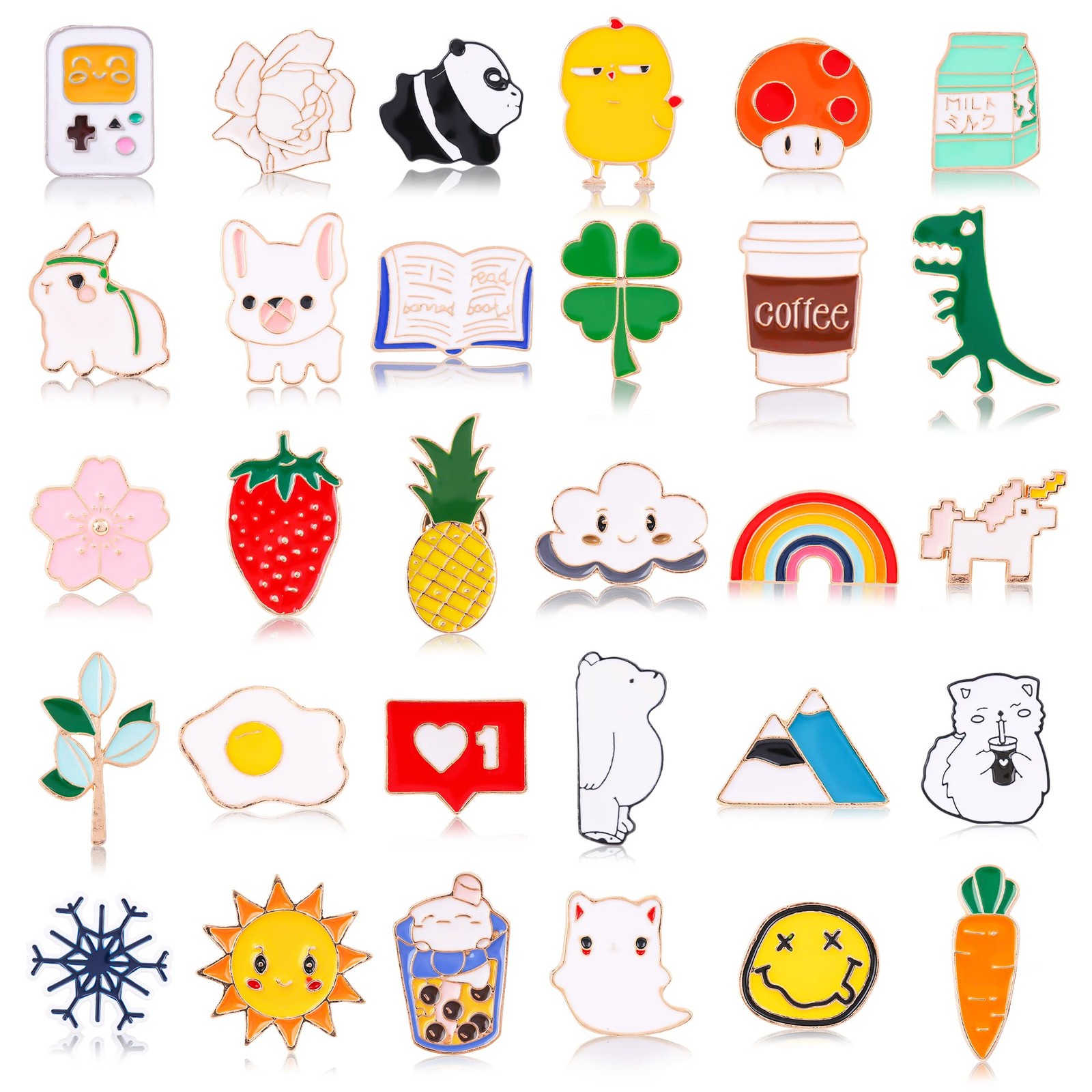 30 Pieces Cute Enamel Backpack Pins, Funny 0.6-1.2 inches, Multicolor