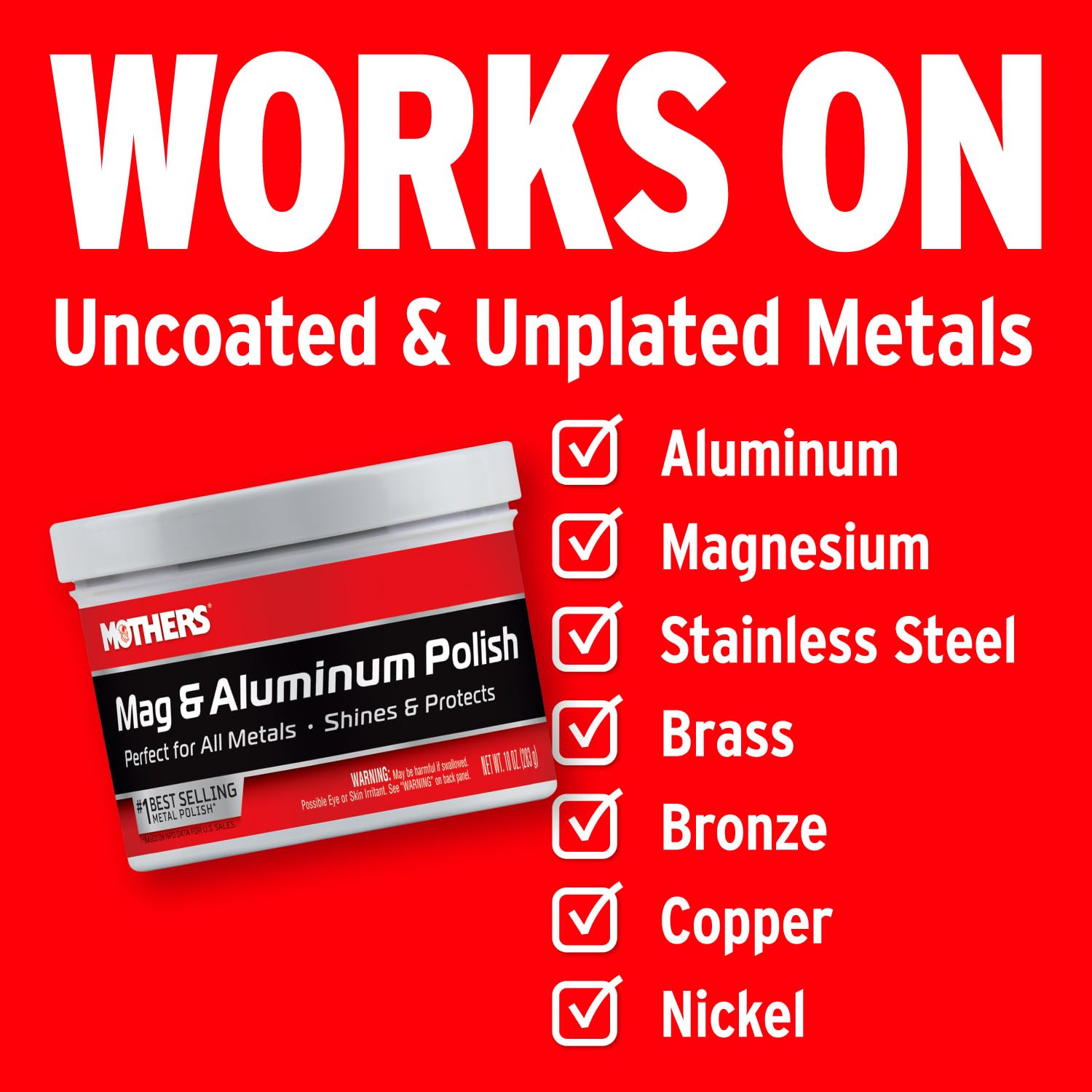 Mag & Aluminum Polish, 10 Oz. – Brilliant Shine, Easy to Use, for All Uncoated &