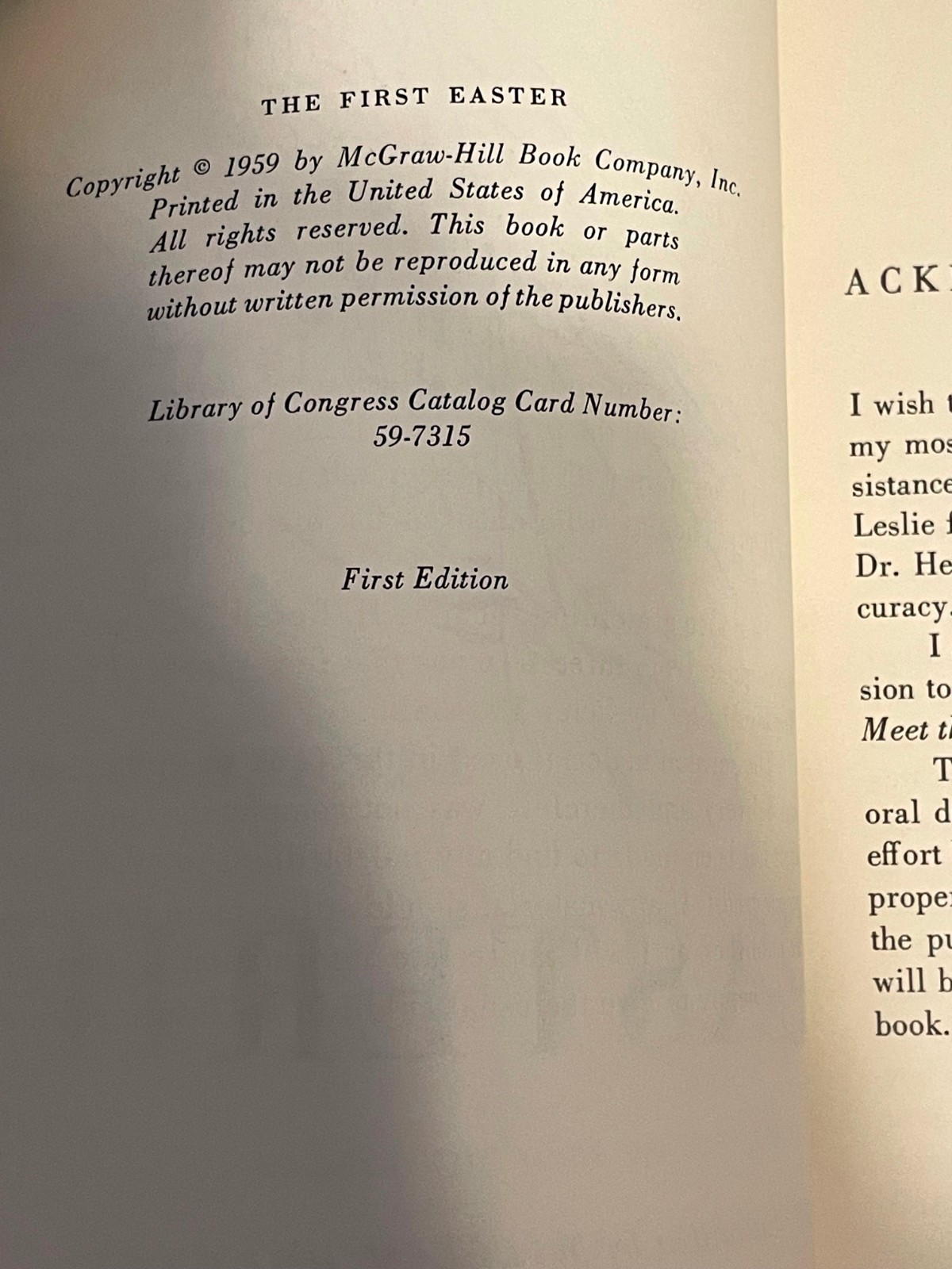 « The First Easter » First Edition book by Peter Marshall publisher McGraw-Hill