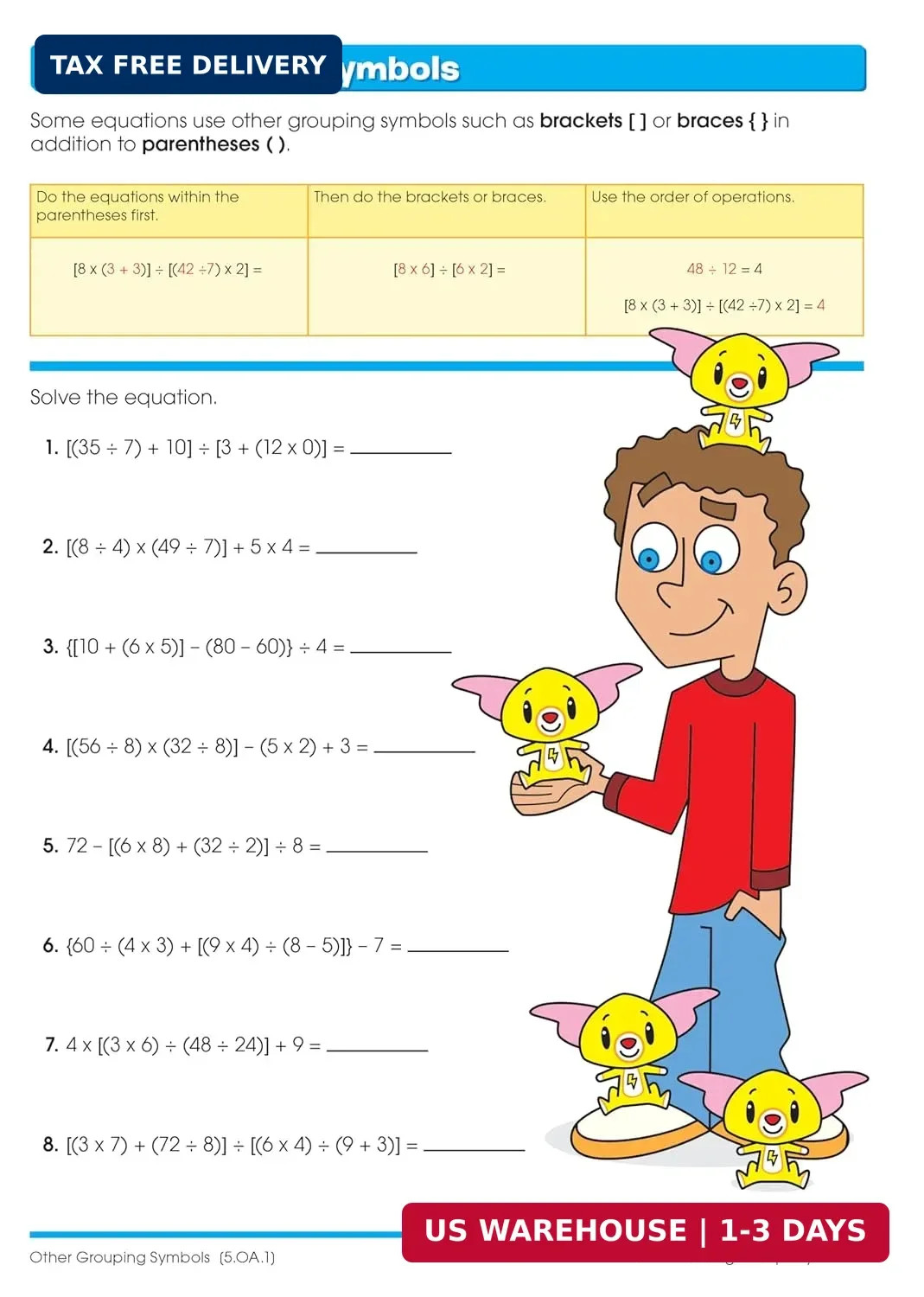 School Zone – Math Basics 5 Workbook – 64 Pages Ages 10 to 11 5th Grade Divis…