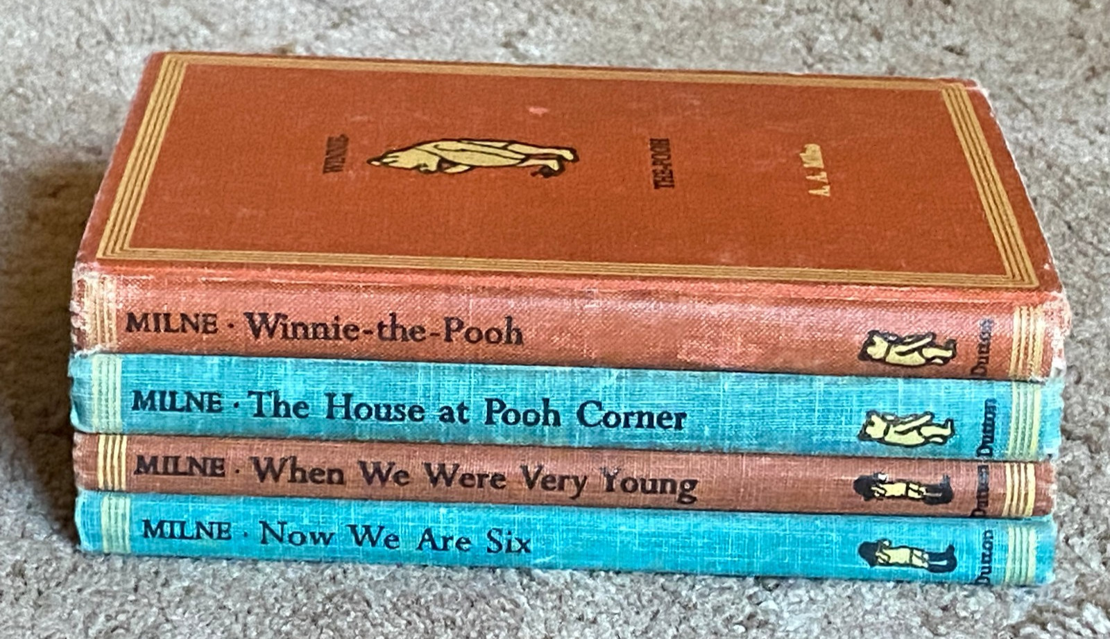 Vintage 1961 WINNIE THE POOH 4 Book Set A.A. Milne Dutton Warren Chappell Format