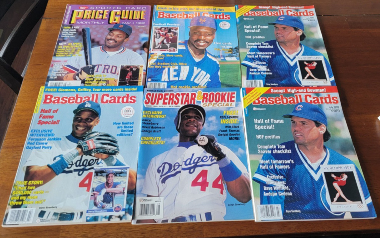 Baseball Magazine 1991-1992 Lot with Cards and No Address Labels Griffey Jr