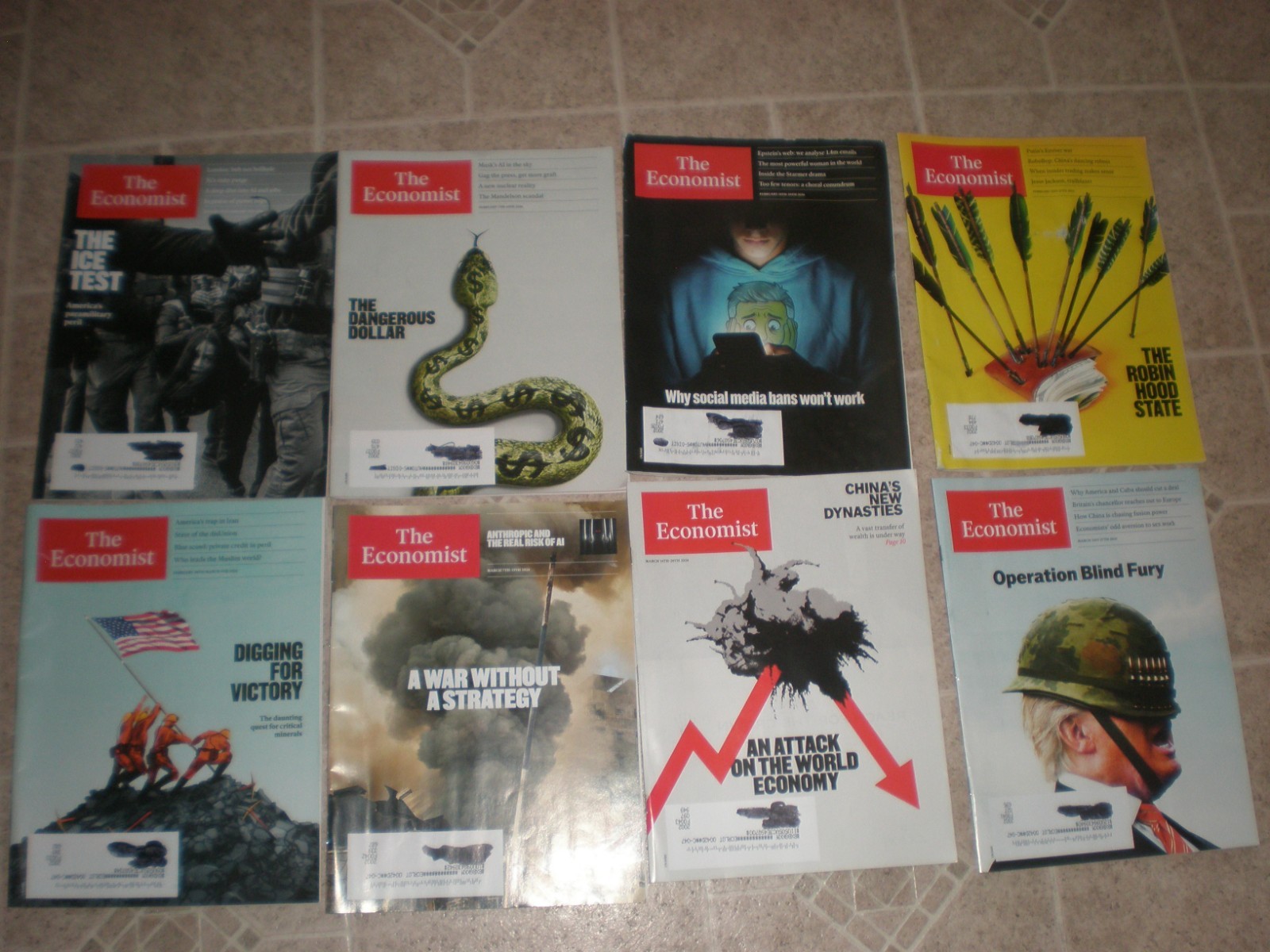 Lot of 8 The Economist Magazine Issues 2026 January February March