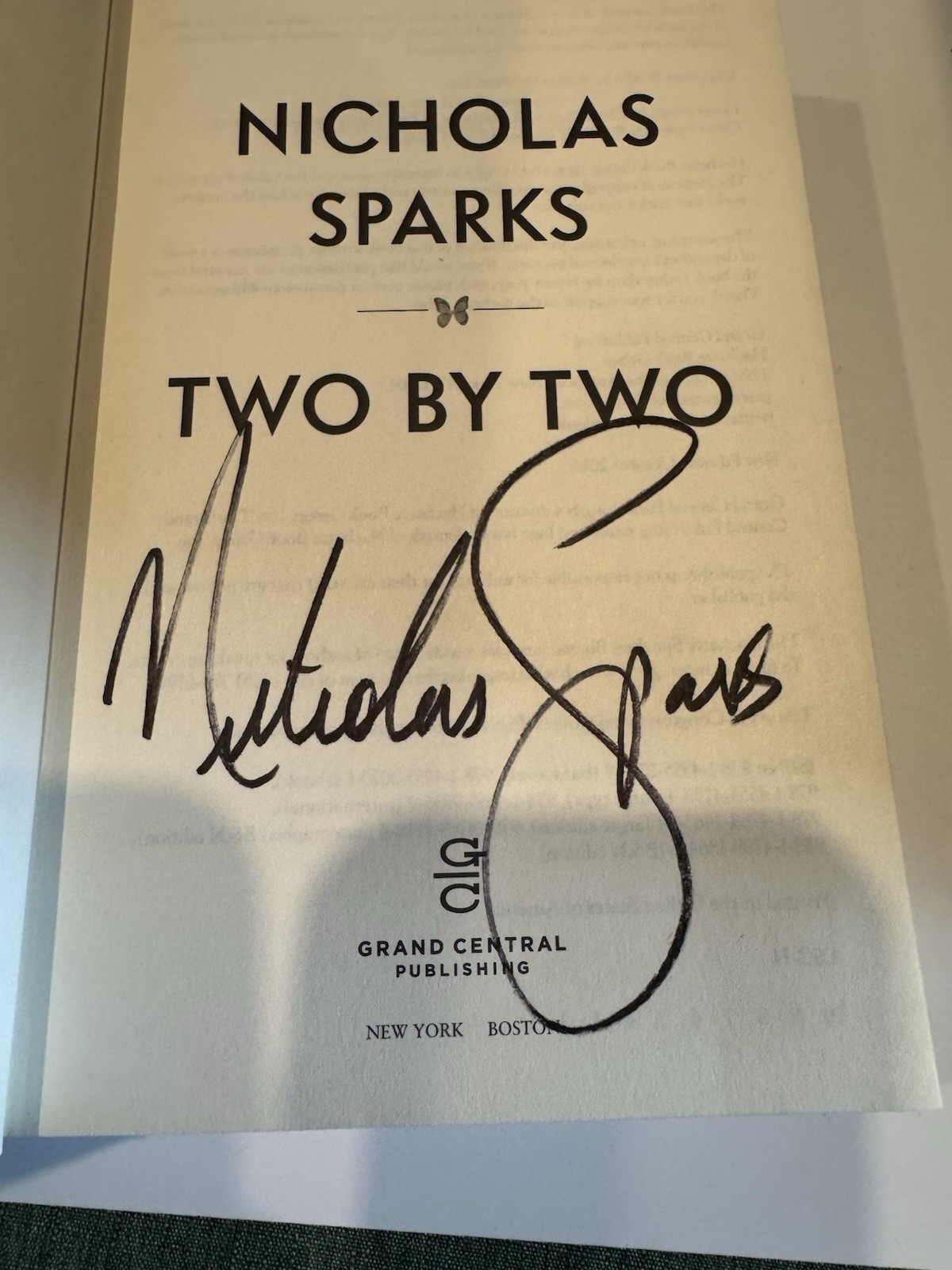 Nicholas Sparks Two by Two Signed 1st Ed Hardcover Grand Central 2016