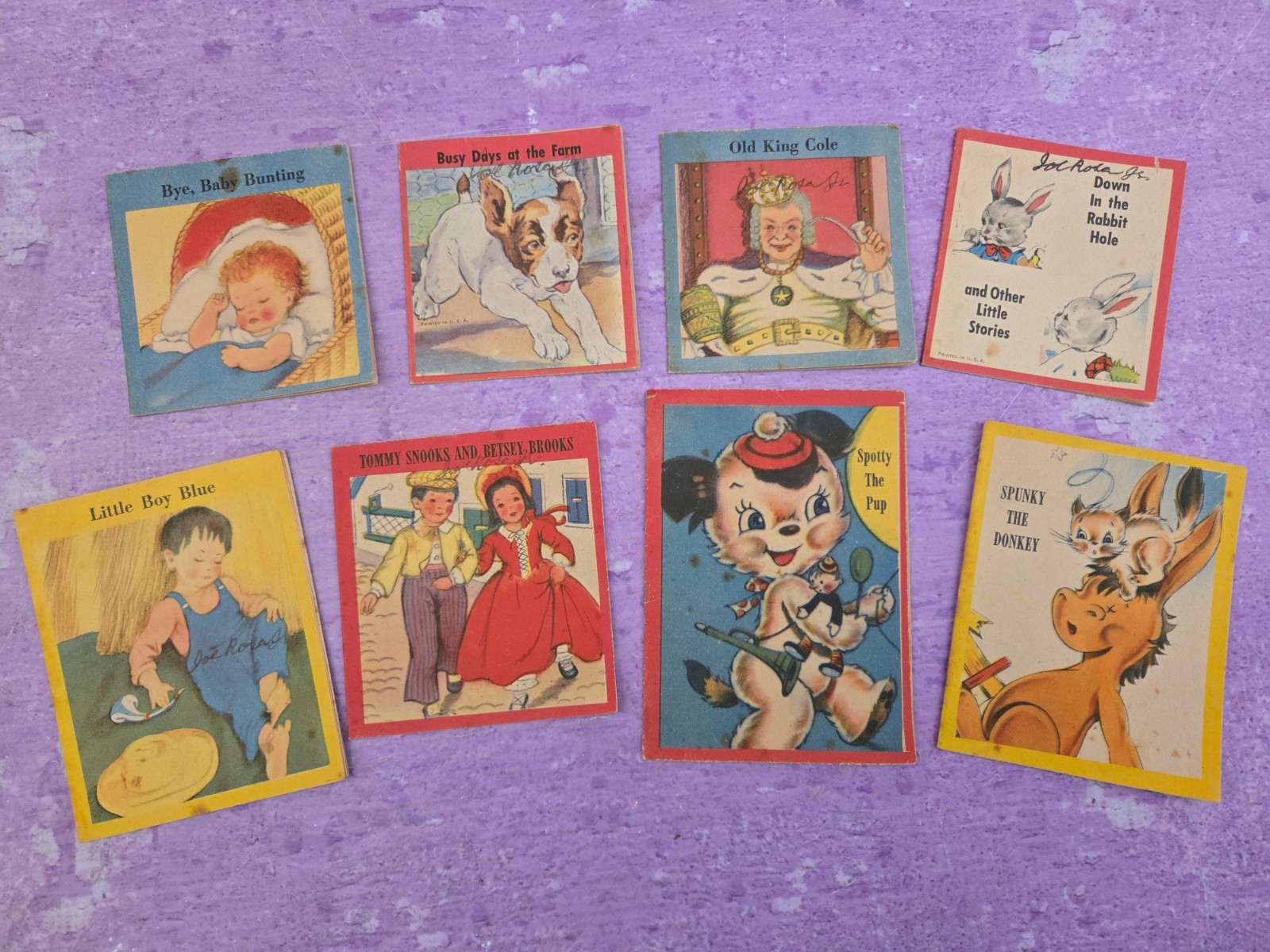 Vintage Miniature Childrens Mini Books Samuel Lowe Animals Illust 1940s LOT OF 8