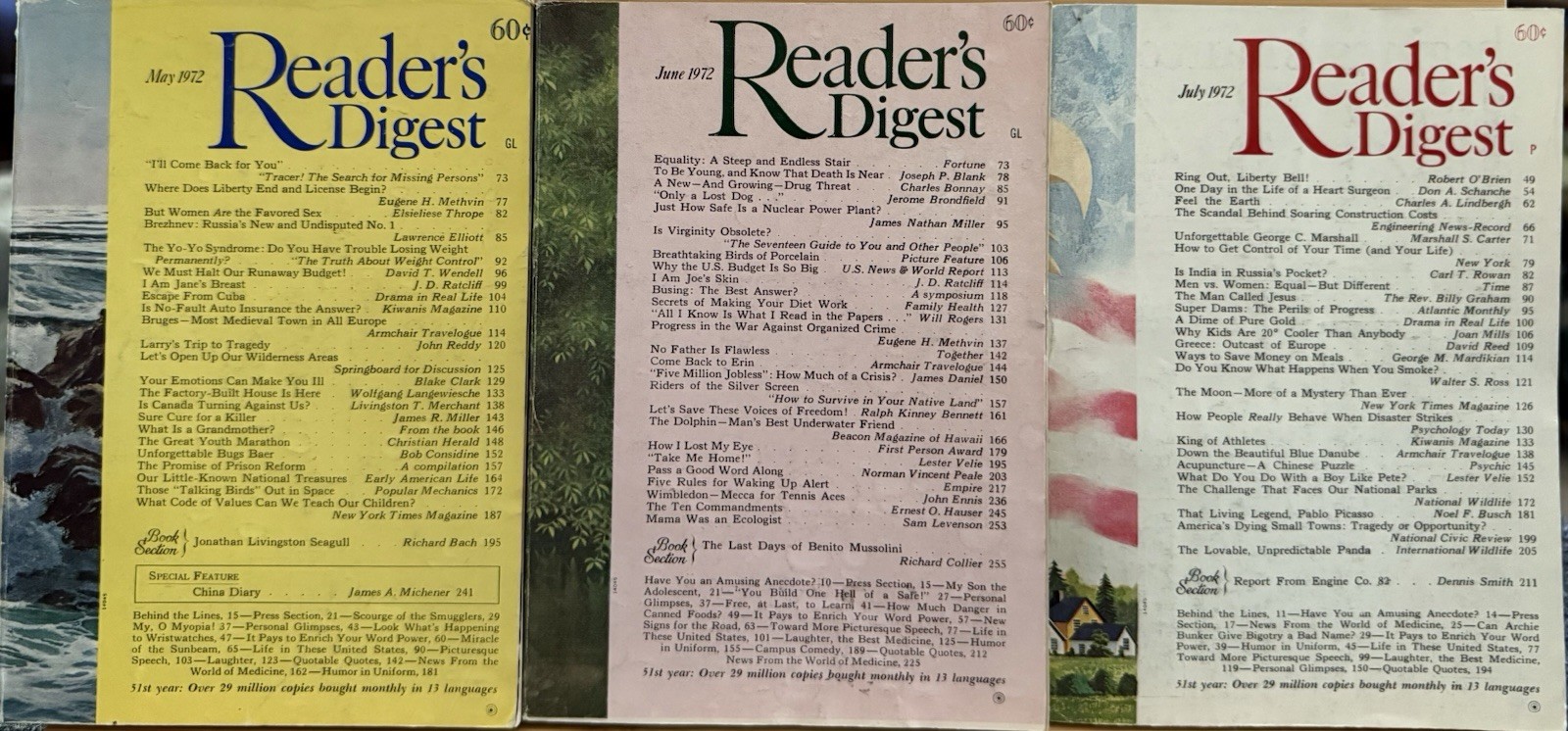 1972 May June July READER&rsquo;S DIGEST MAGAZINE Vintage Retro Timeless Short Stories