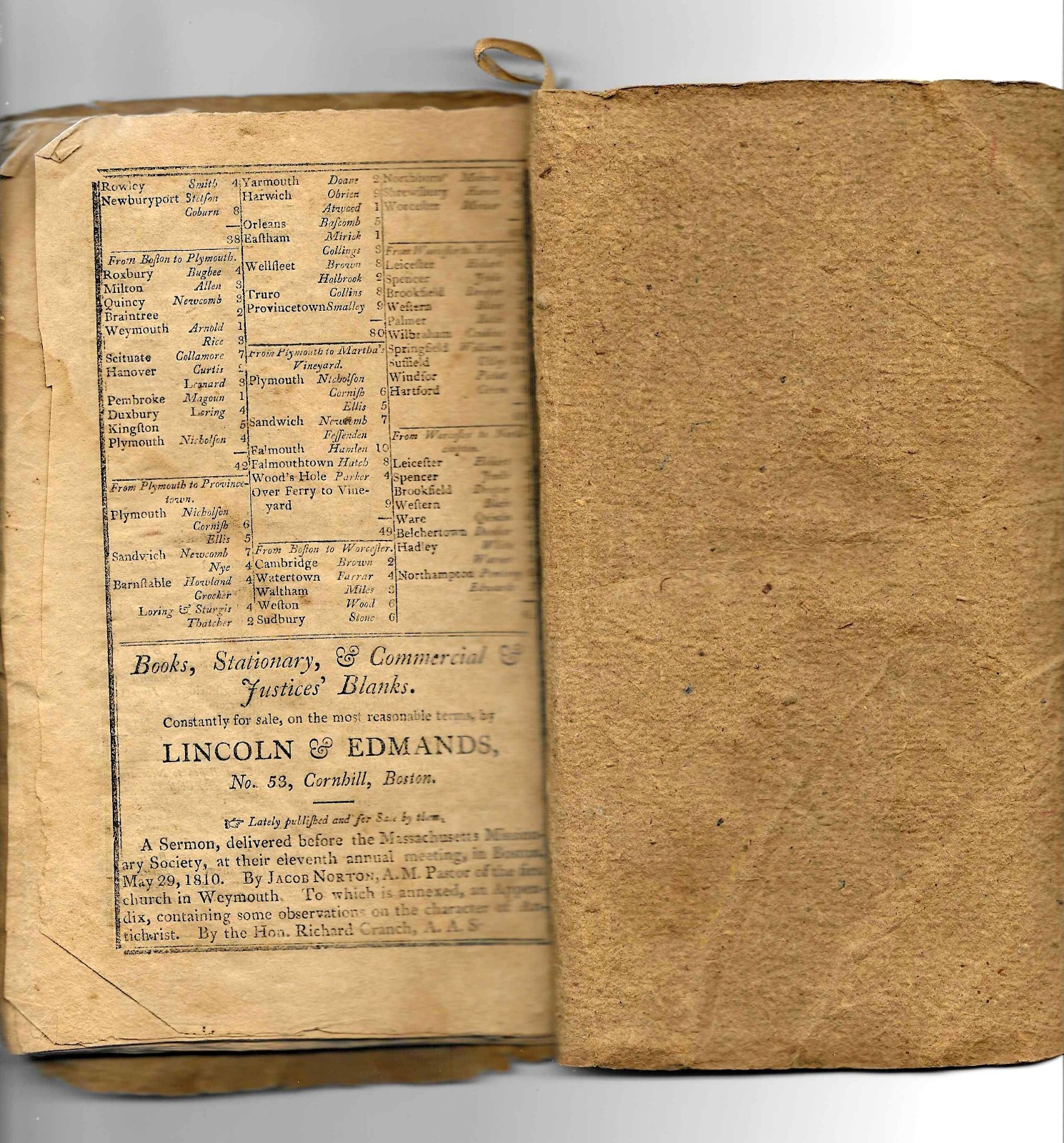 1811- The Clergyman&rsquo;s Almanack- ( 47 ) Pages-Held together by String- ( Fragile)