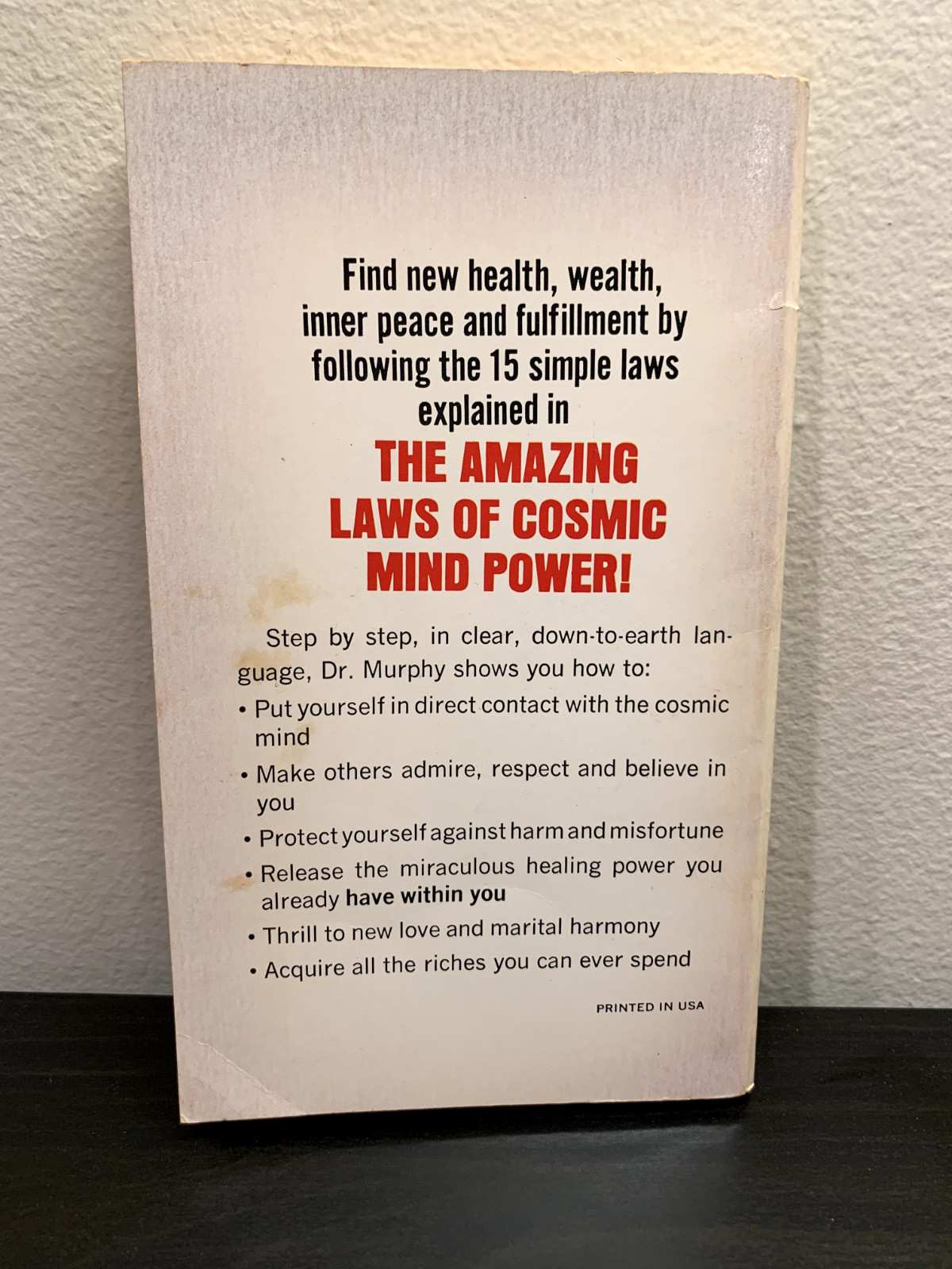 AMAZING LAWS OF COSMIC MIND POWER JOSEPH MURPHY 1969 VINTAGE OCCULT PB 1ST PRINT
