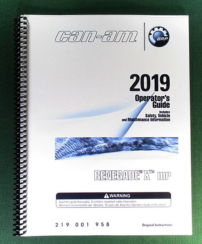 2019 Can-Am Renegade X MR 1000R Owner&rsquo;s Manual: 180 Pages & Protective Covers!