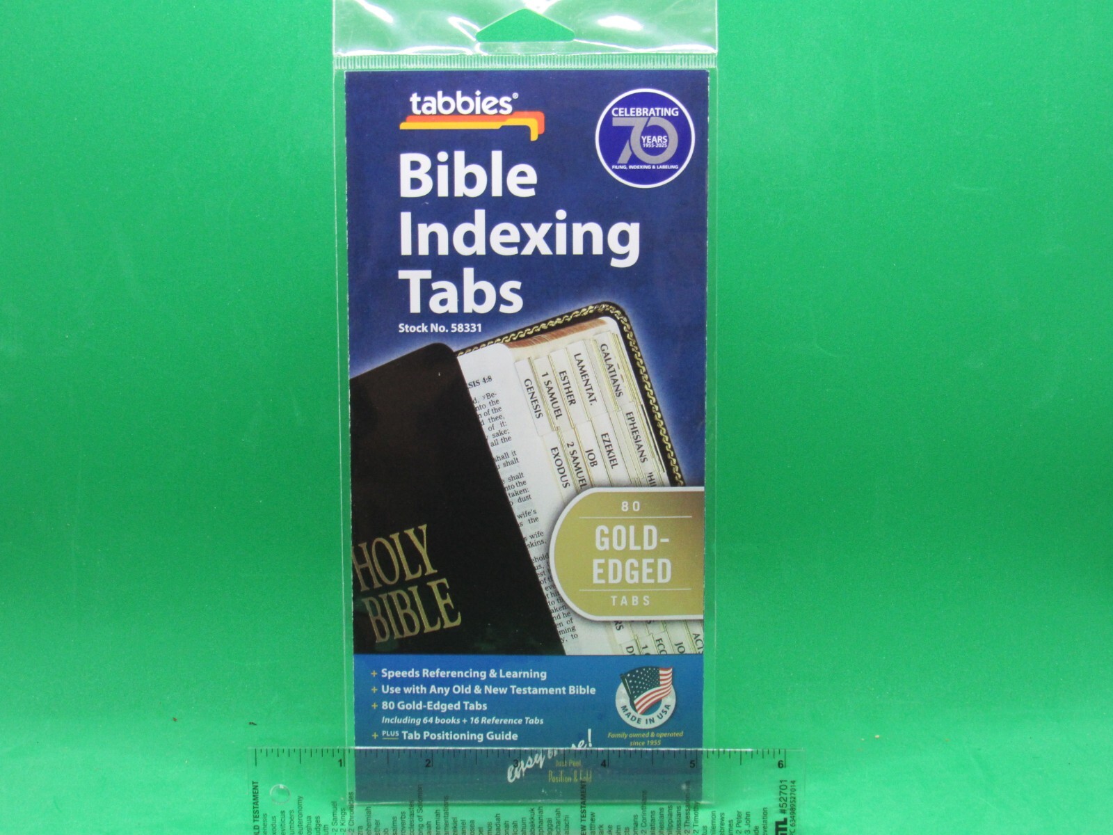 Traditional 80 GOLD-EDGED Bible Tabs + 6 in. Ruler – Brand New – FREE Ship.