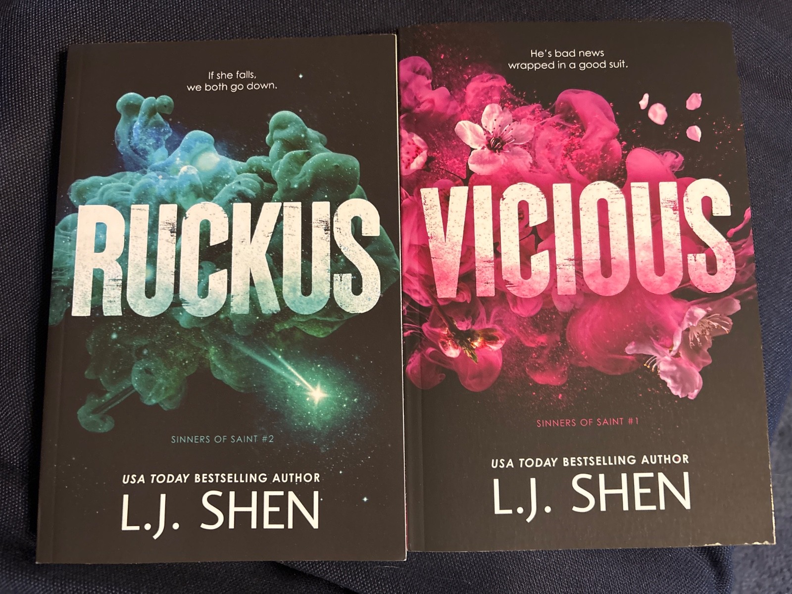 L.J. Shen 2 sinners of saint 1 & 2 paperback book Lot Vicious & Ruckus EXCELLENT