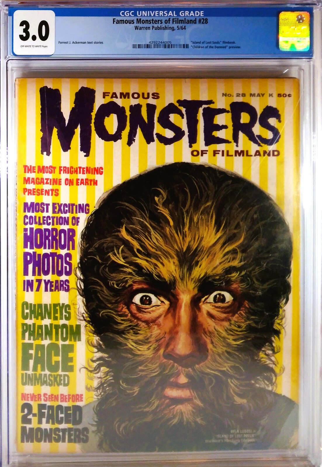 🩸💀 CGC 3.0 FAMOUS MONSTERS OF FILMLAND #28 BELA LUGOSI Children of the Damned