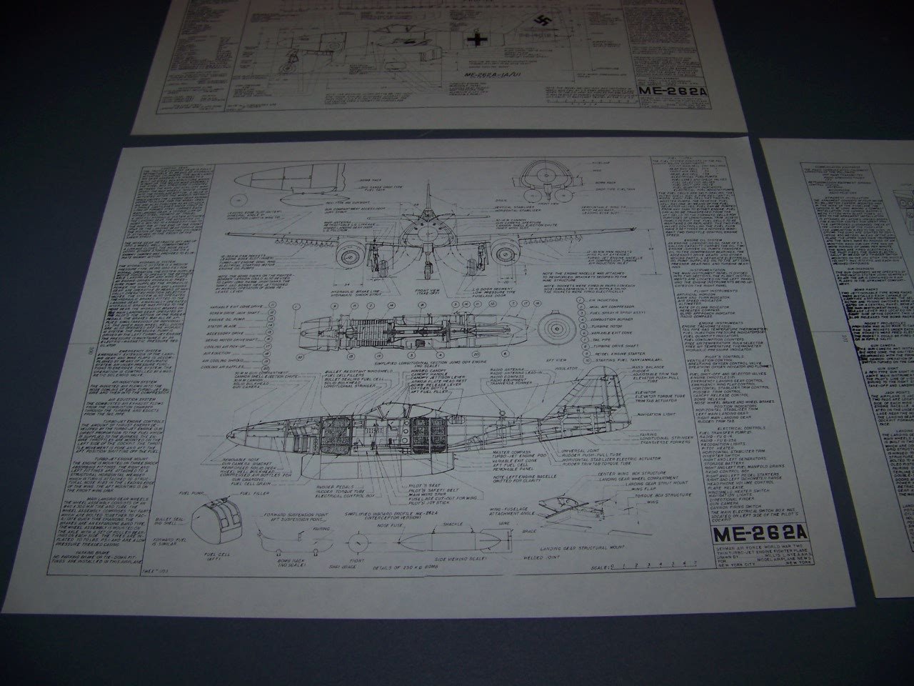 VINTAGE..MESSERSCHMITT ME 262A..4-VIEWS/STRUCTURE/PROFILES….RARE! (235B)