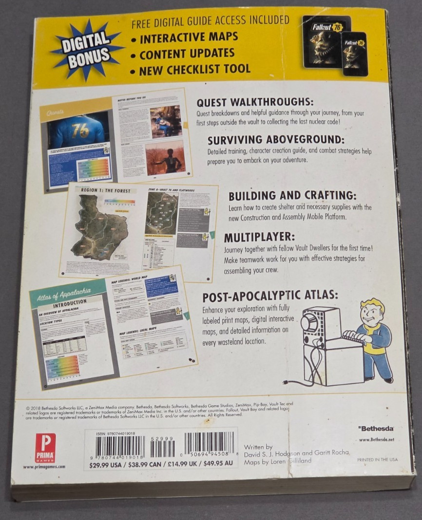 Fallout 76 Official Guide – Various Authors – (2018 Bethesda) – Trade Paperback