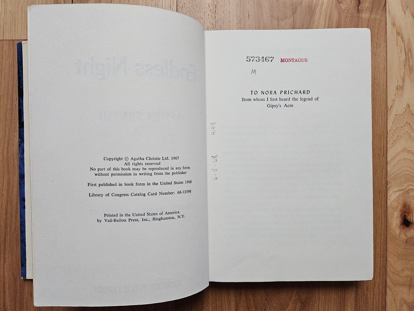 Endless Night by Agatha Christie (1968, Dodd Mead) HC w/ DJ ex-Library