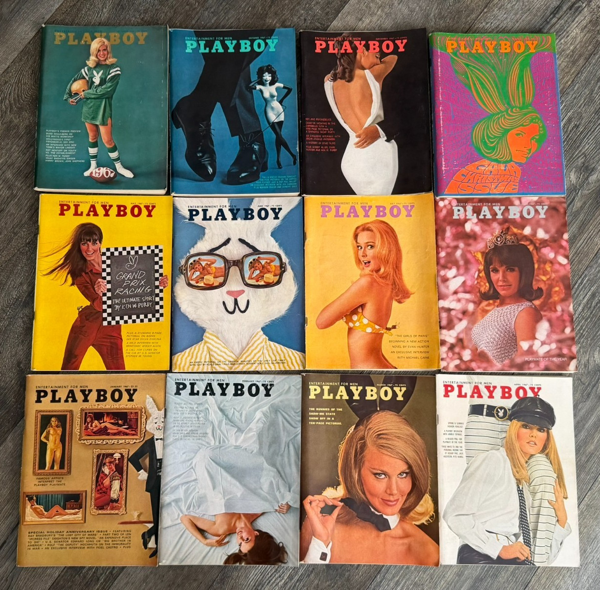 PLAYBOY MAGAZINE 1967 12pc Lot Set Hot Girl Sexy Babe Blonde Brunette Lingerie