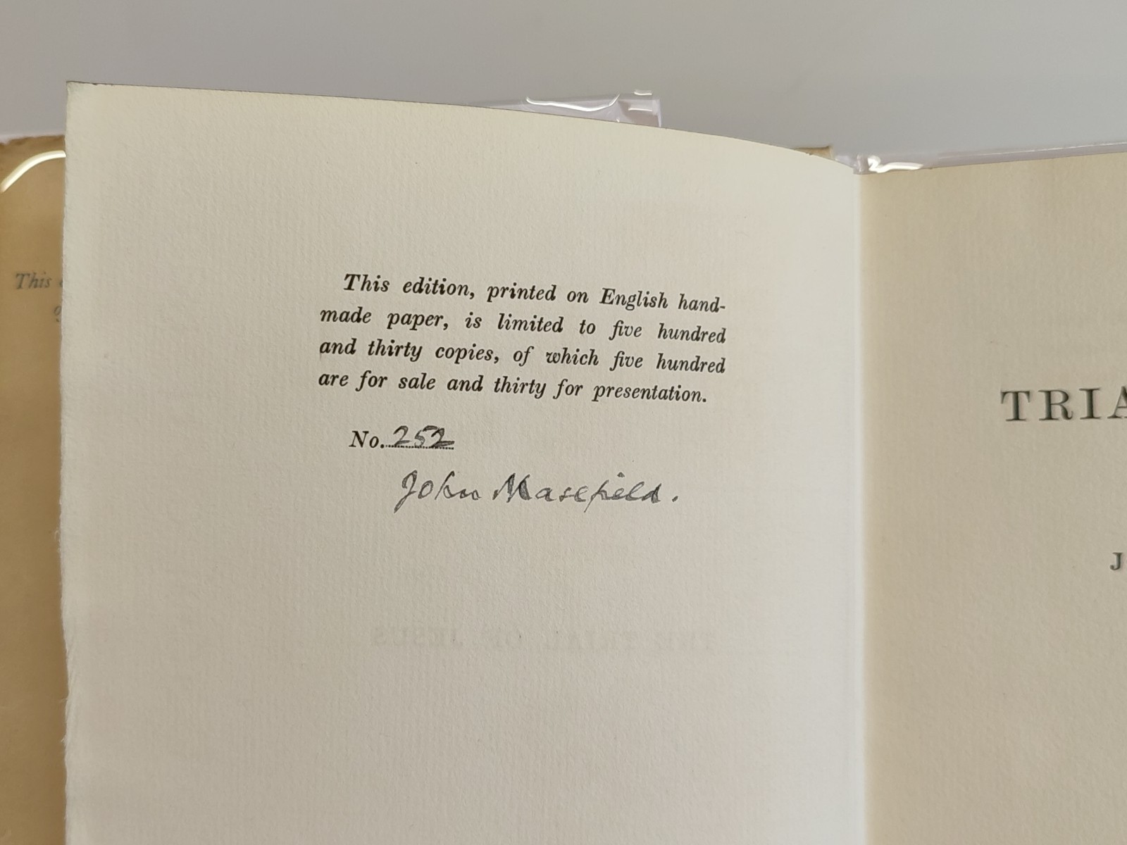 John Masefield / The Trial of Jesus Signed 1st Edition 1925 W/DJ Heinemann