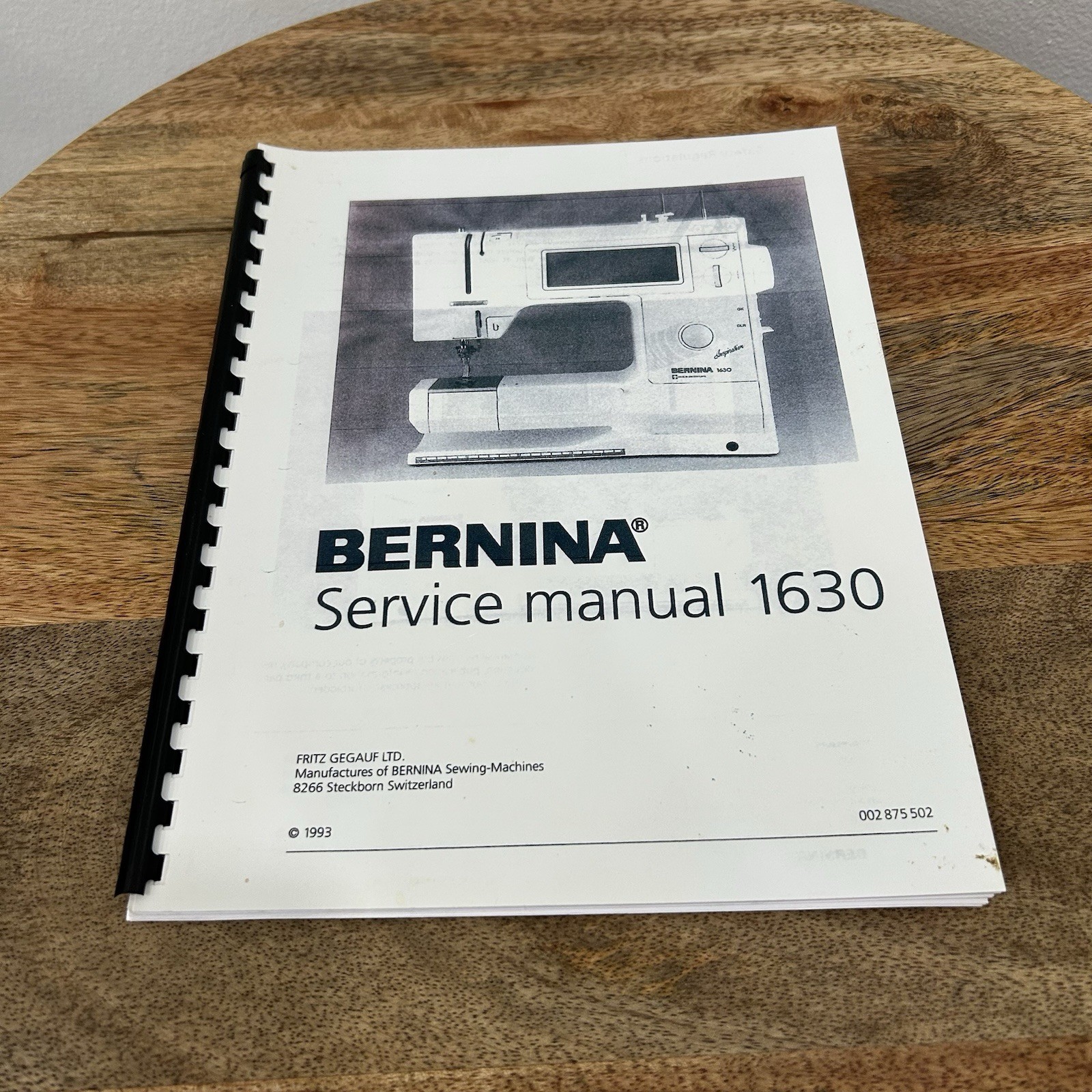 BERNINA 1630 Service Manual Plastic Comb Binding