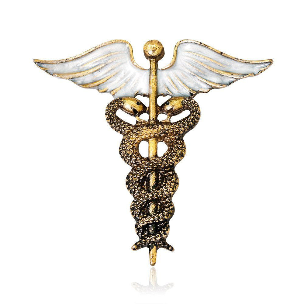 Medical Symbol Caduceus Stethoscope RN Nursing 3.8*4.0cm/1.5*1.6In, Gold