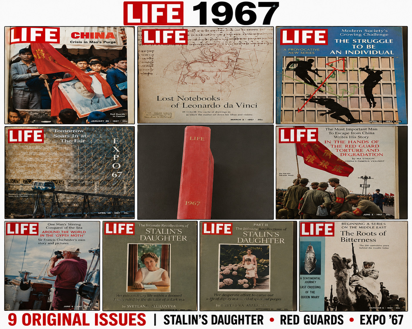 1967 LIFE Magazine Bound Volume 9 Issues HC Red Guards Stalin Daughter China