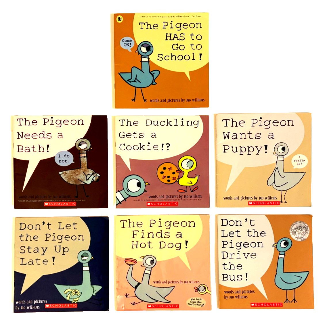 7 Mo Willems Children&rsquo;s Picture Books Lot: Don&rsquo;t Let the Pigeon Drive Series PBs